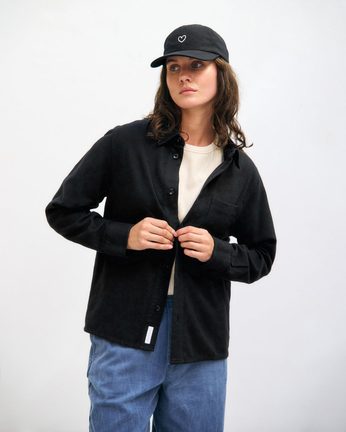 Flannel shirt, organic cotton - Black