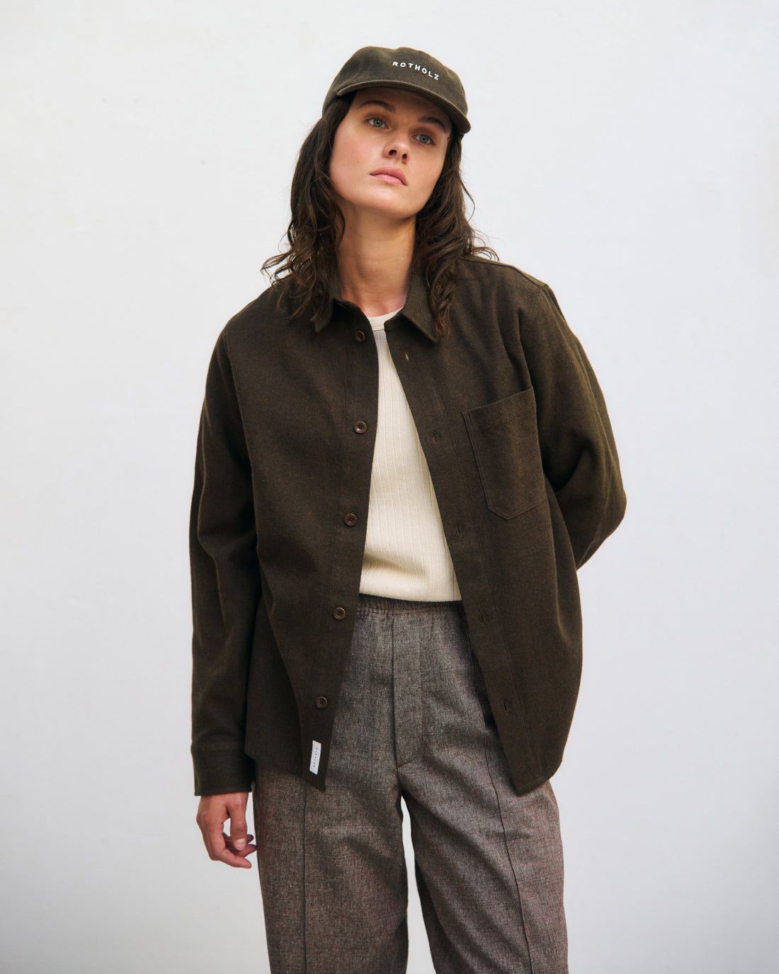 Flannel shirt, organic cotton - Brown