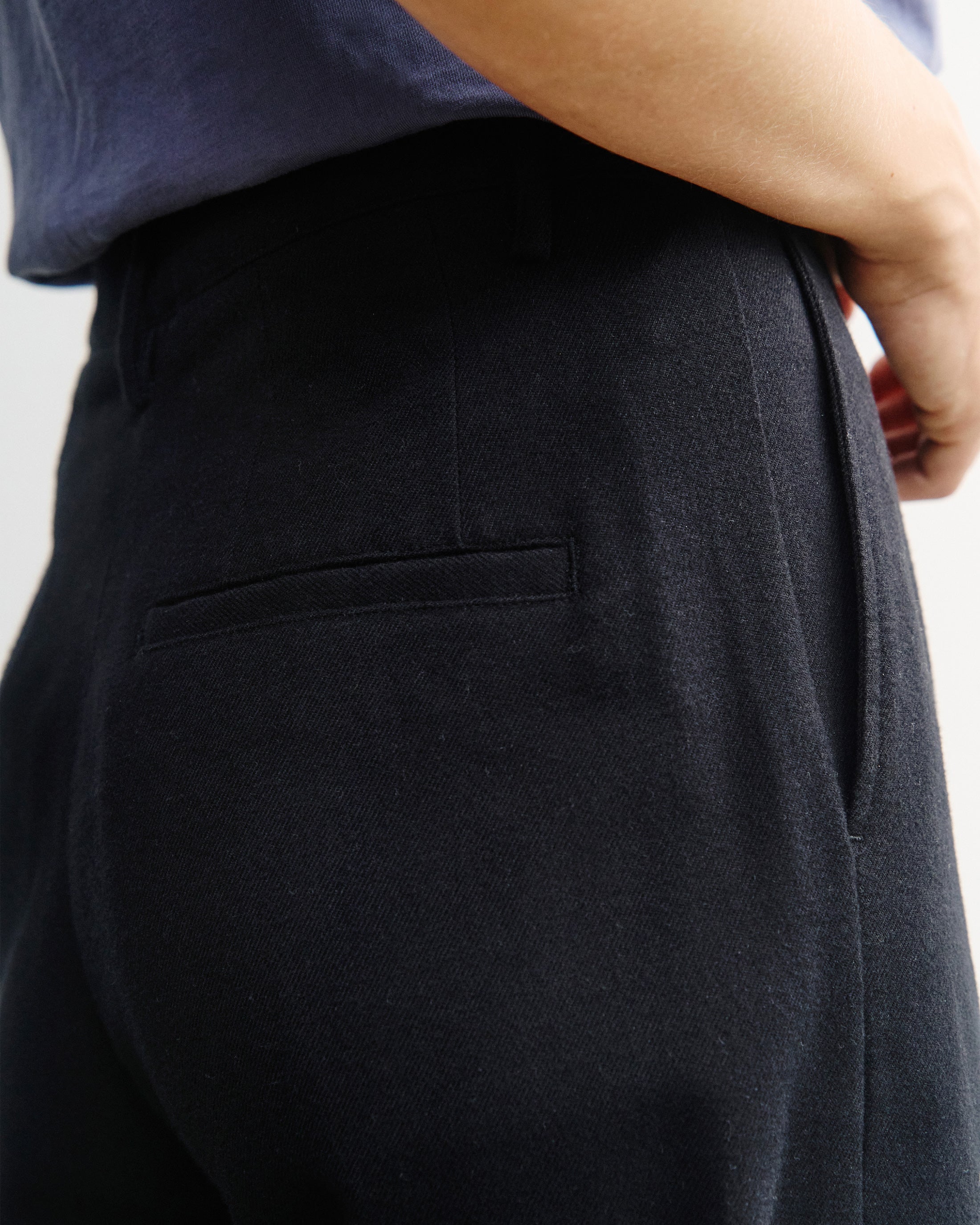High-Waist Flannel Trousers Organic Cotton - Black
