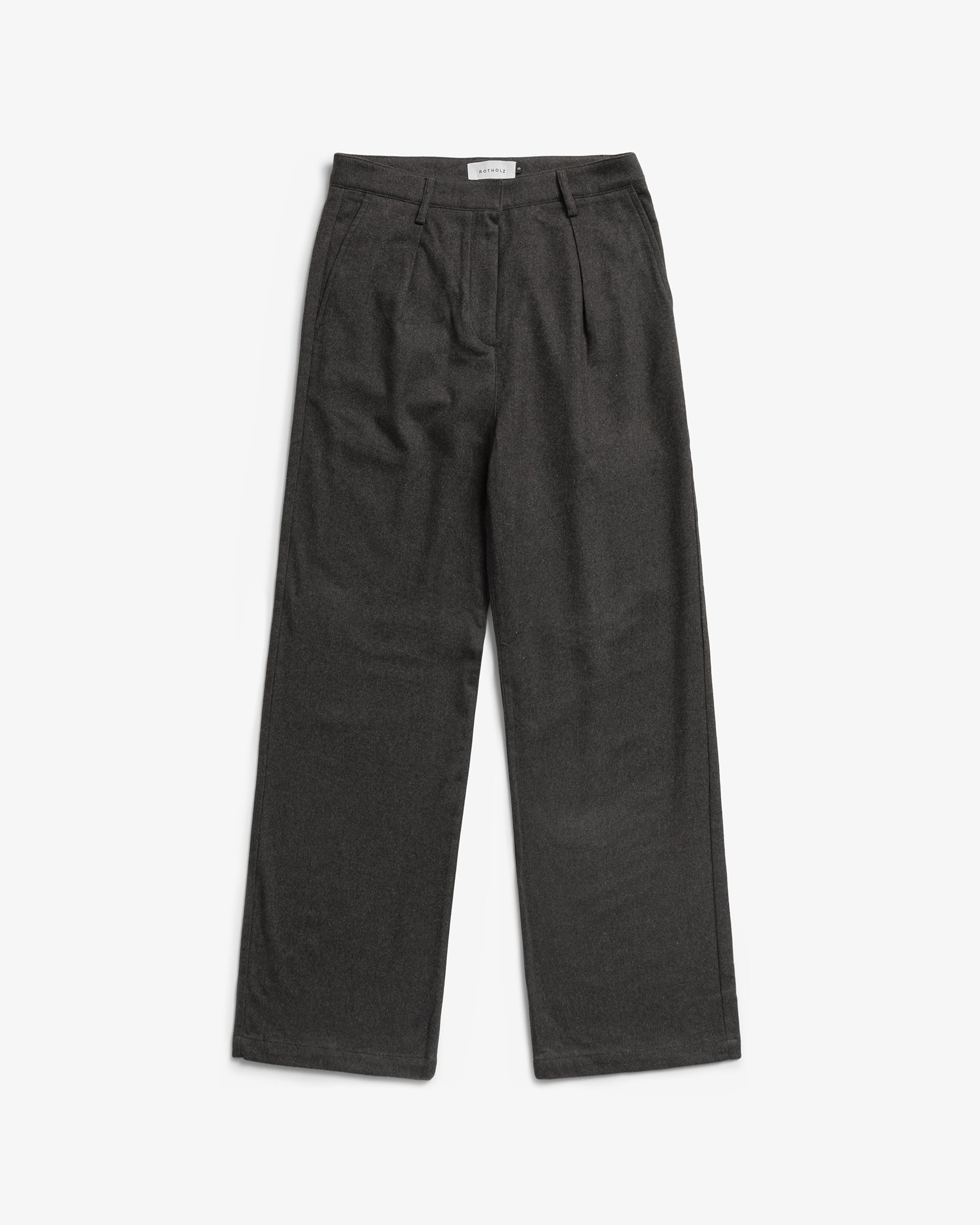 High-Waist Flannel Trousers Organic Cotton - Brown