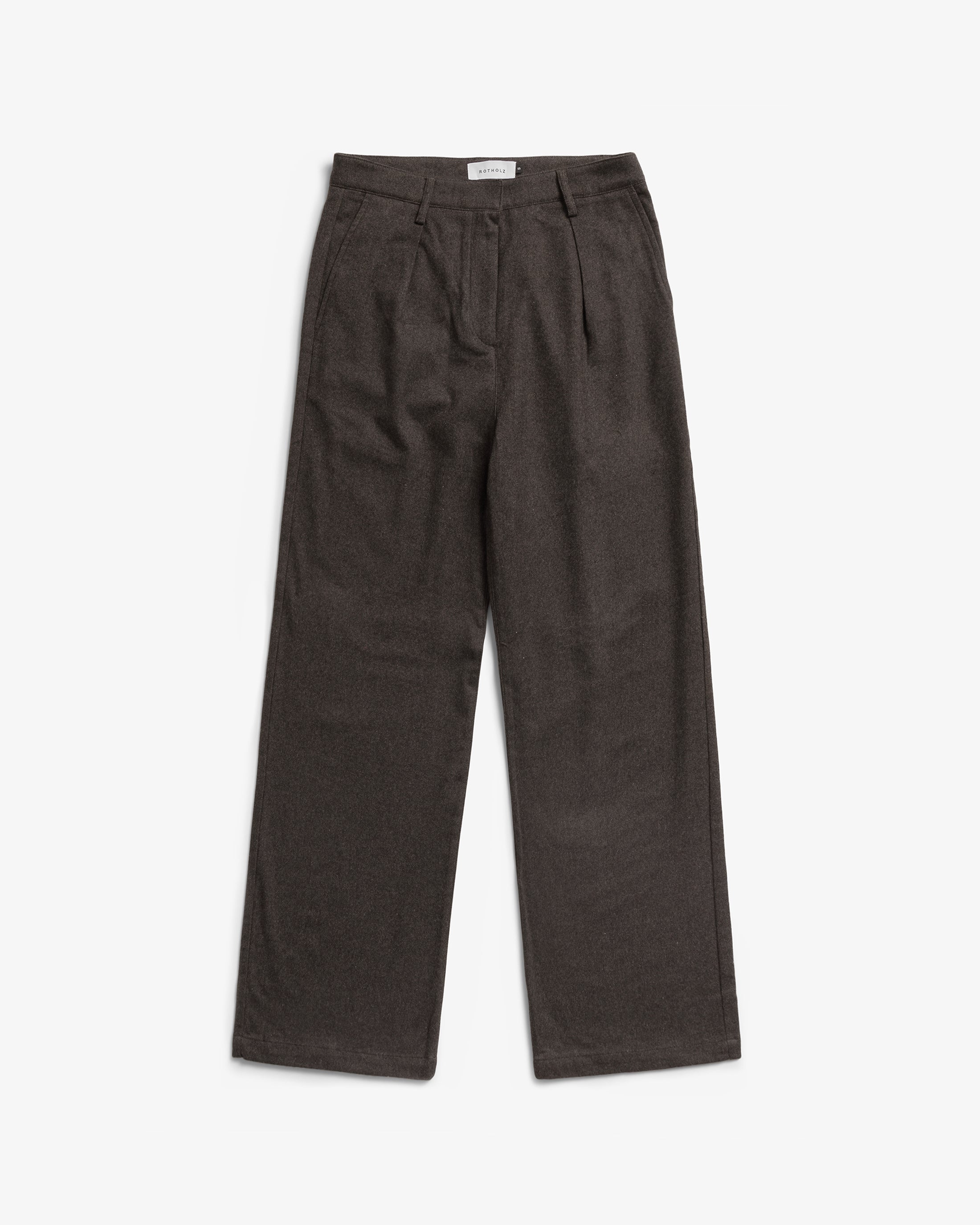 High-Waist Flannel Trousers Organic Cotton - Brown