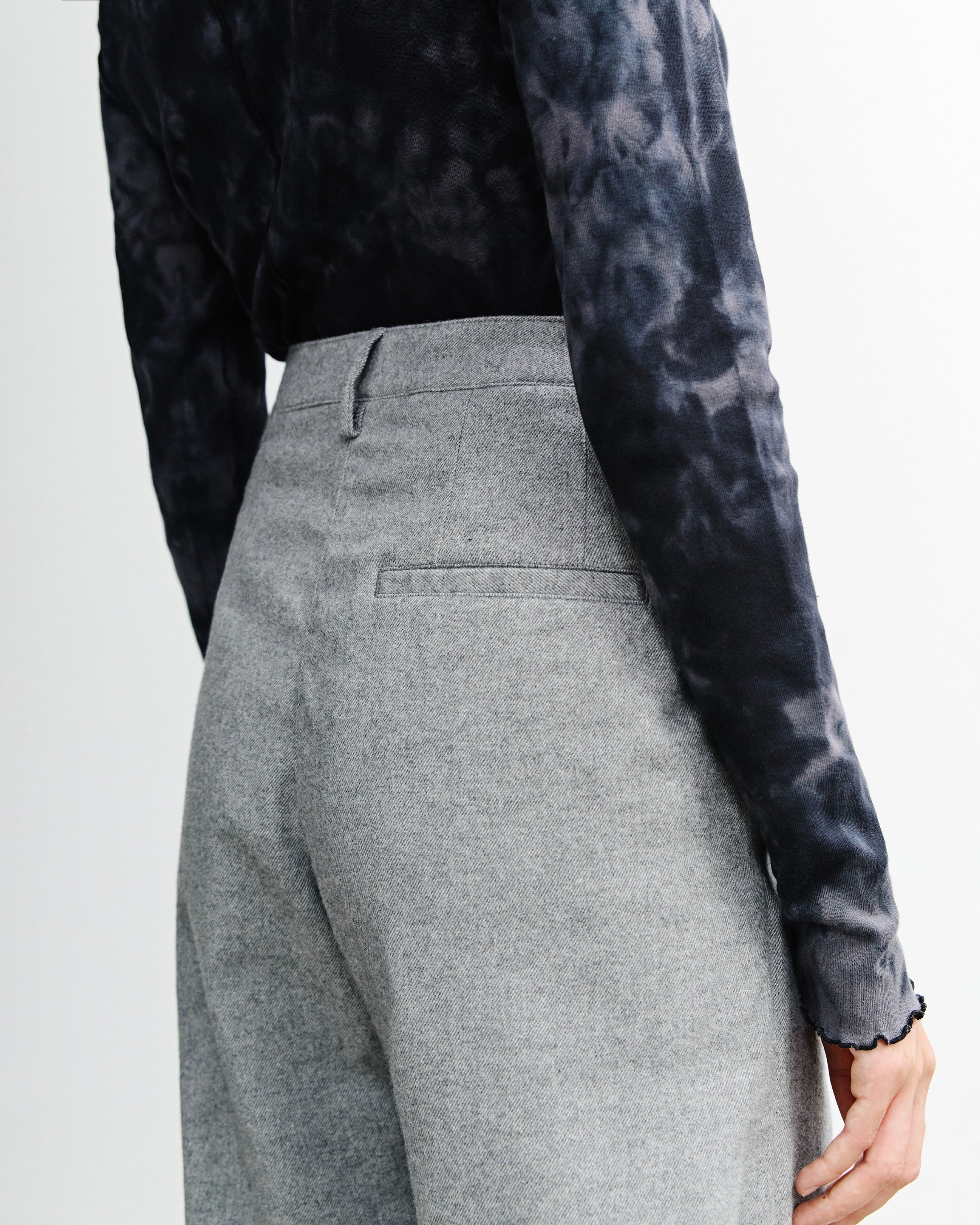High-Waist Flannel Trousers Organic Cotton - Grey