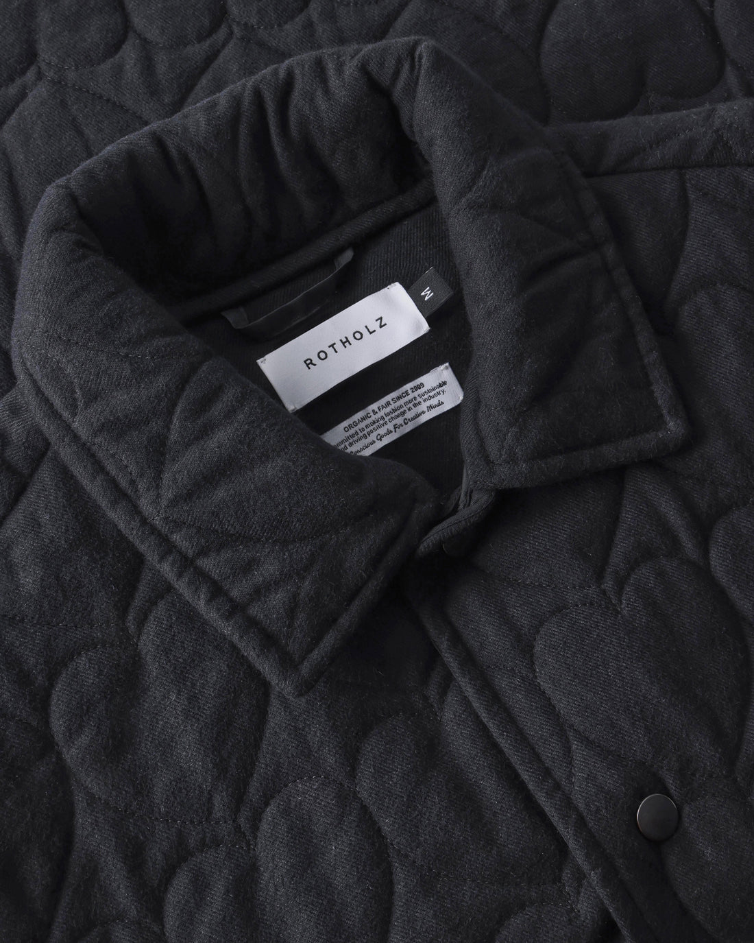 Flannel quilted jacket, organic cotton - Black