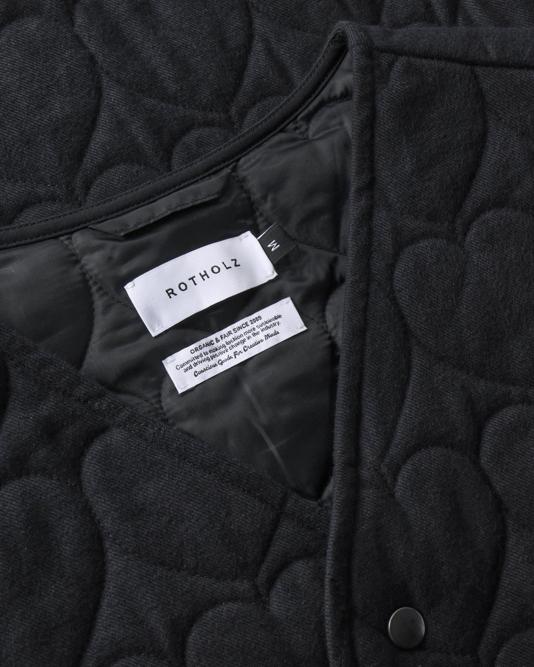 Flannel quilted vest, organic cotton - Black