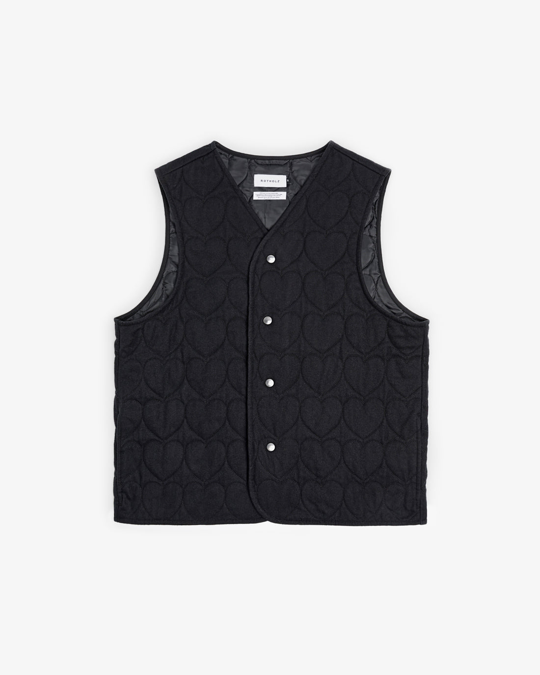 Flannel quilted vest, organic cotton - Black