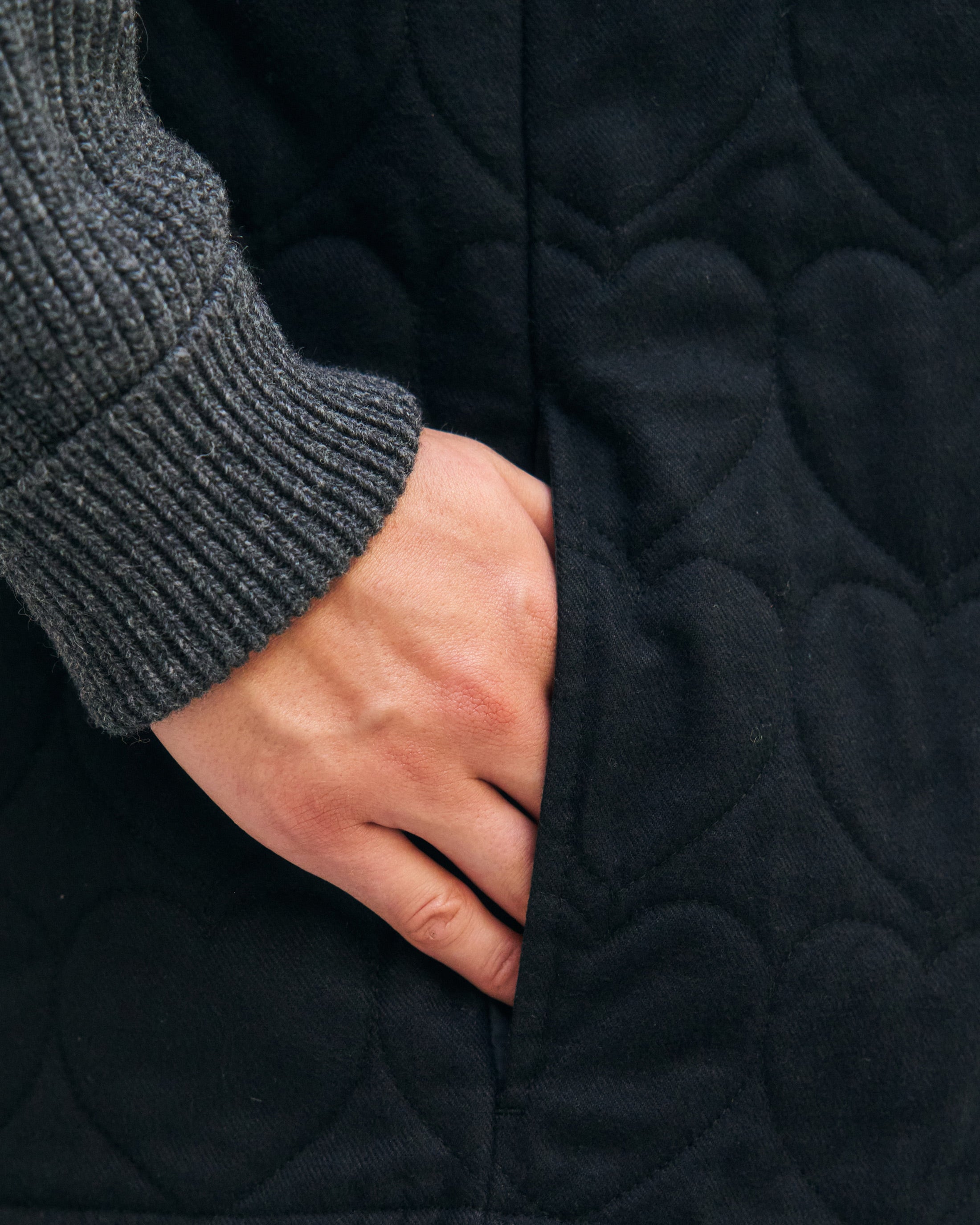 Flannel quilted vest, organic cotton - Black