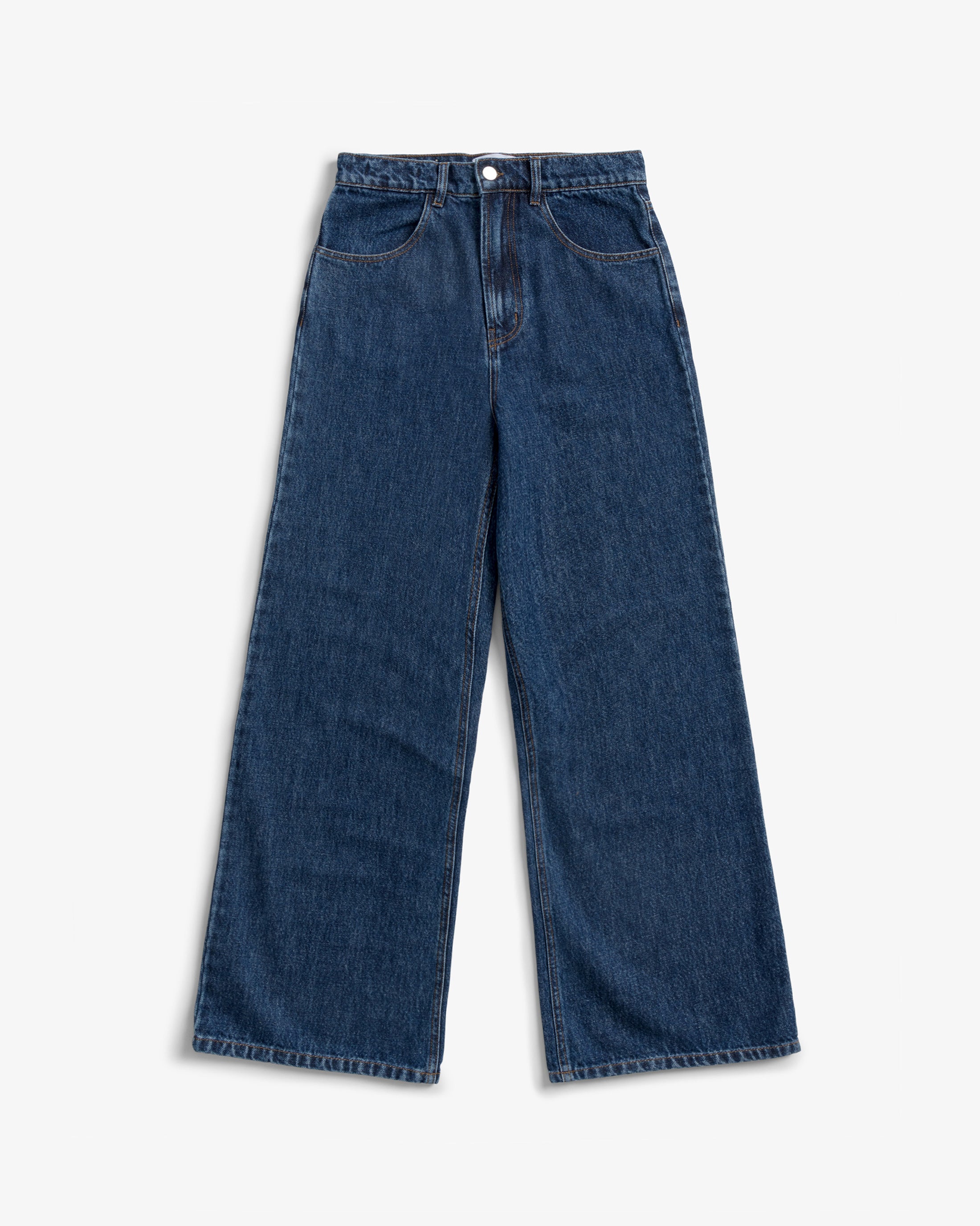 Flared Leg Organic Cotton Jeans - Dark Blue
