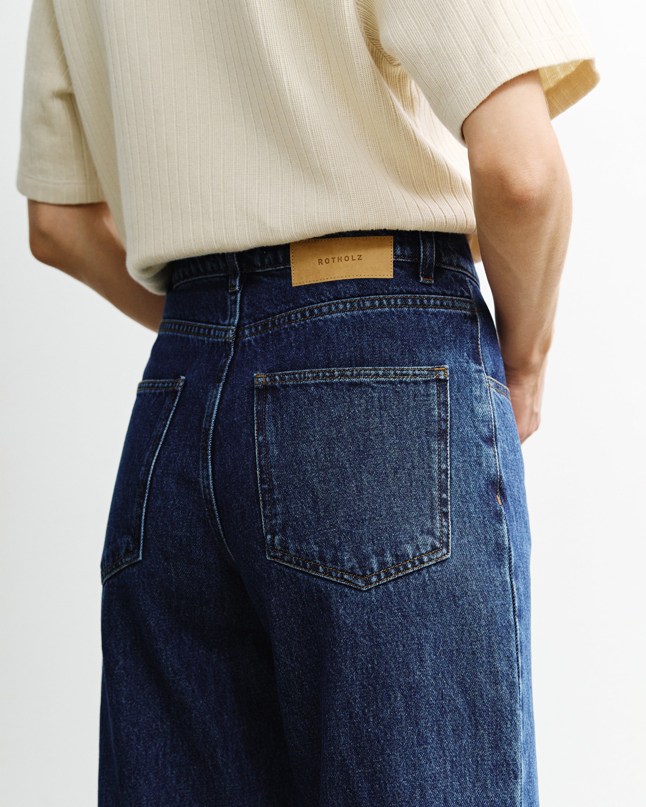 Flared Leg Organic Cotton Jeans - Dark Blue