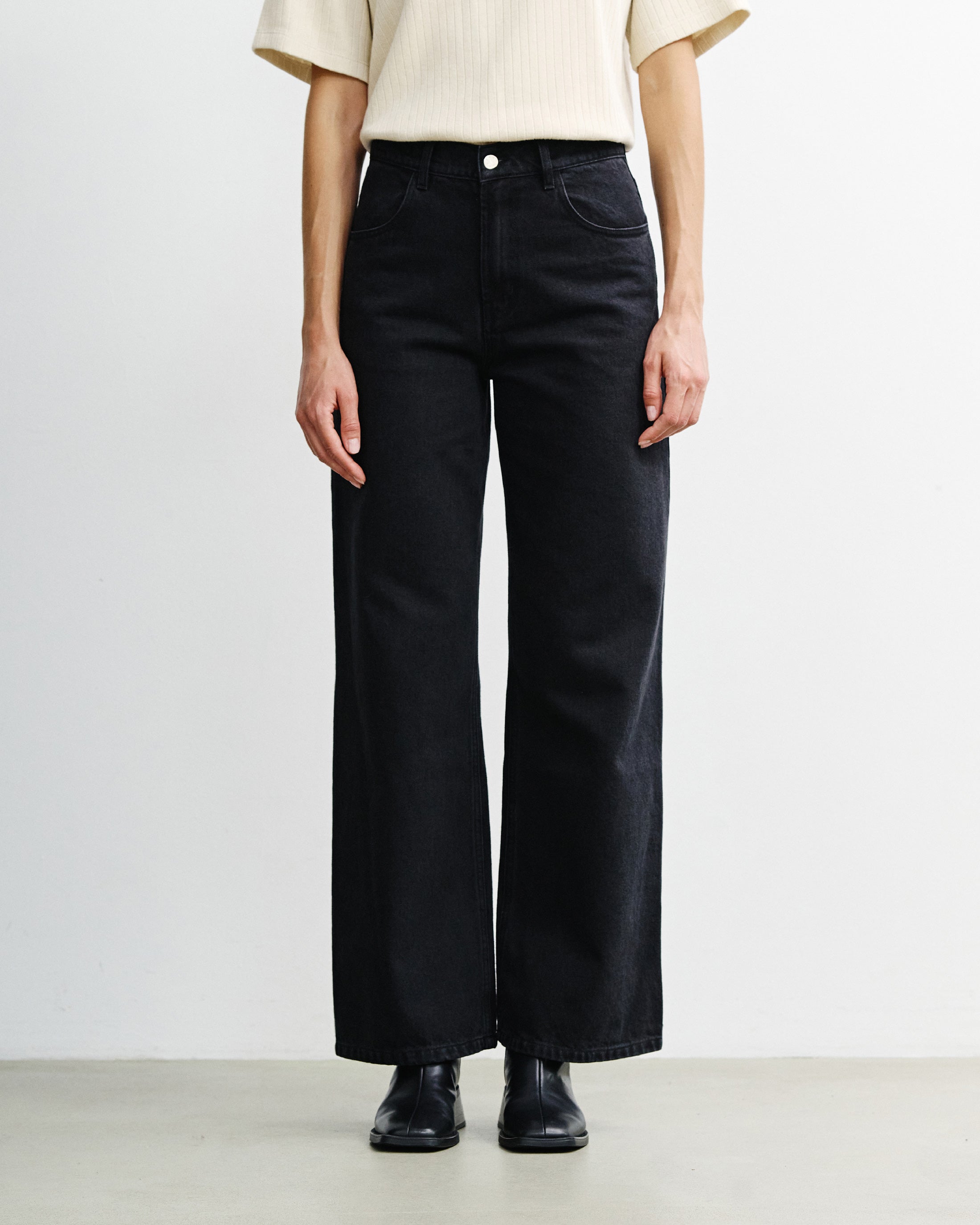 Flared Leg Jeans Organic Cotton - Black