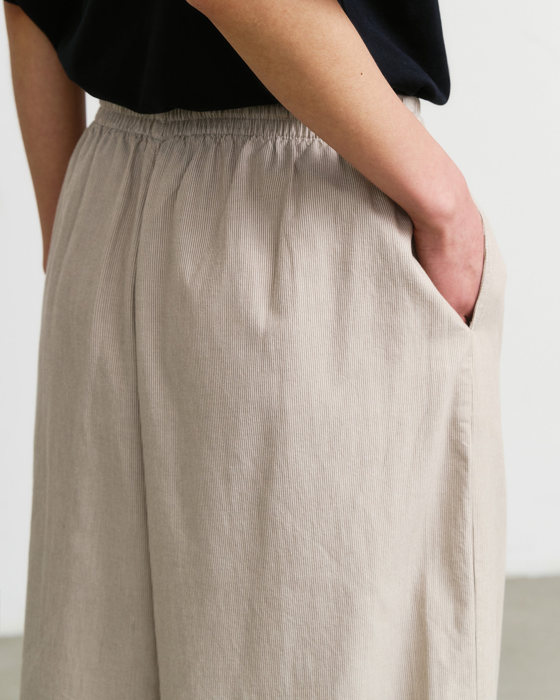 Leichte Schlaghose Bio Baumwolle - Beige Gestreift