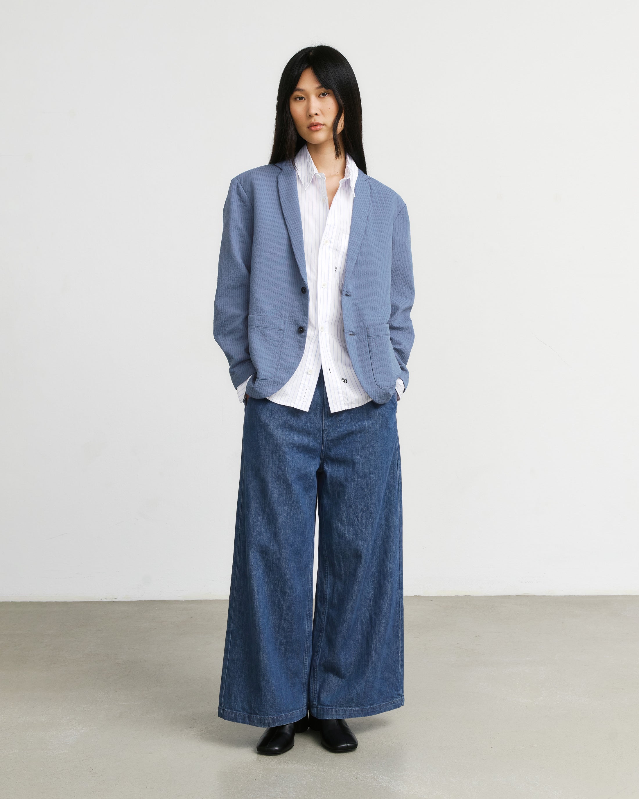 Denim Flared Trousers Recycled Cotton – Blue