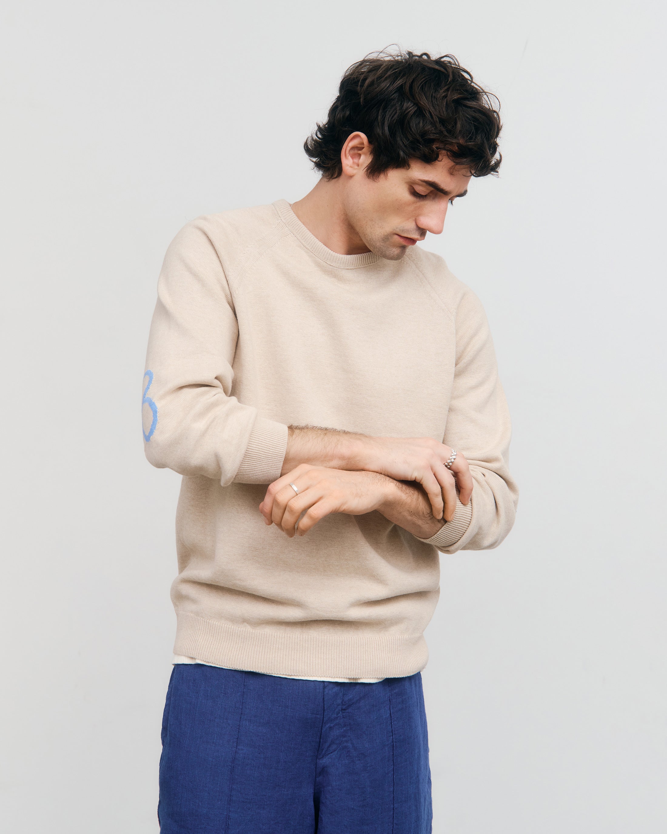 Leichter Strickpullover Bio Baumwolle - Beige