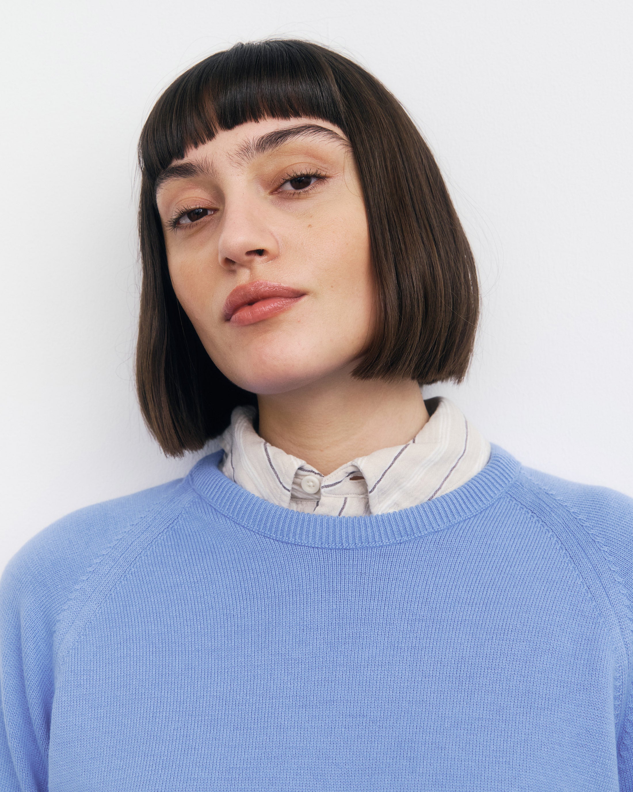 Flower Strickpullover Bio Baumwolle - Blau