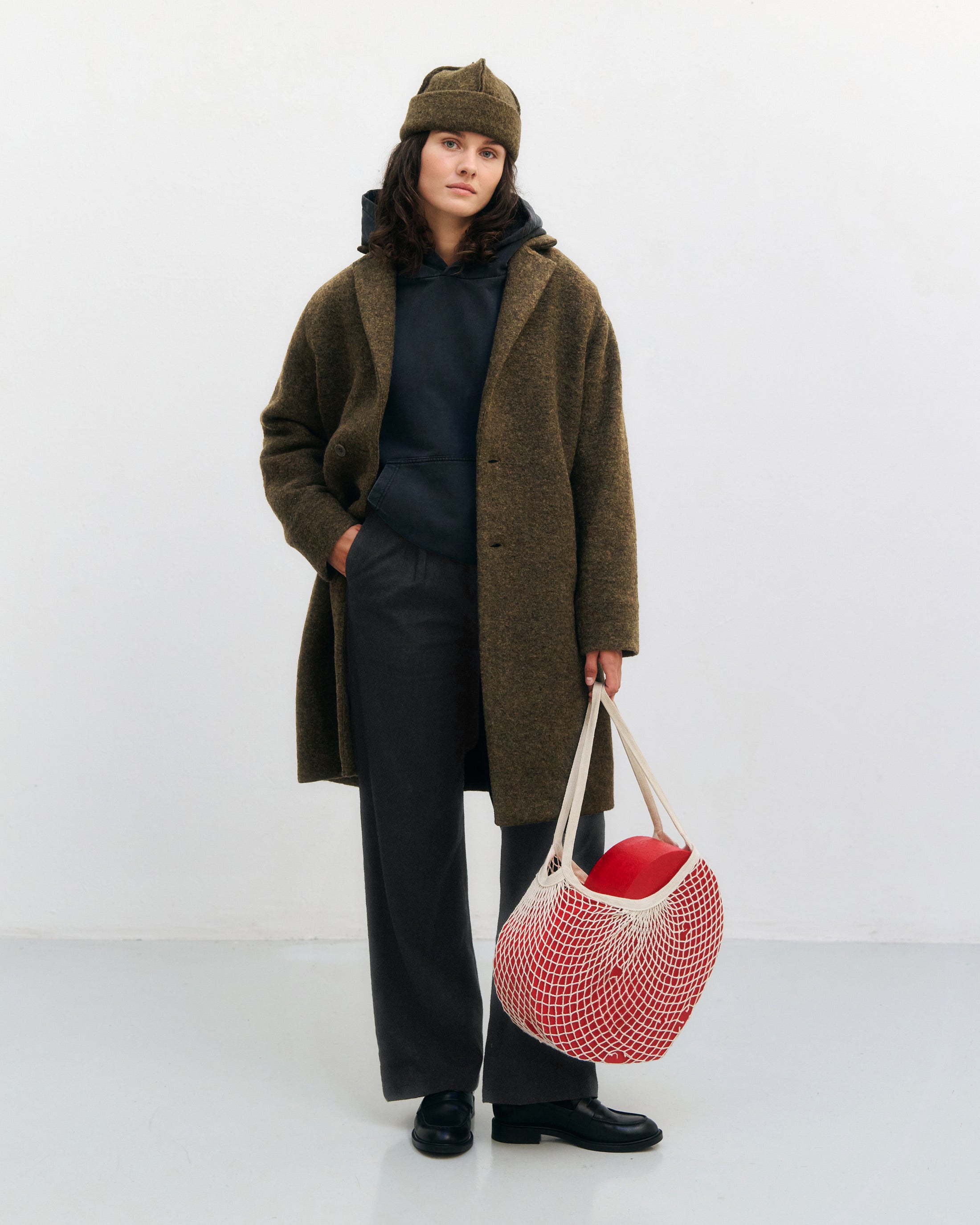 Organic Wool Blend Coat - Dark Green