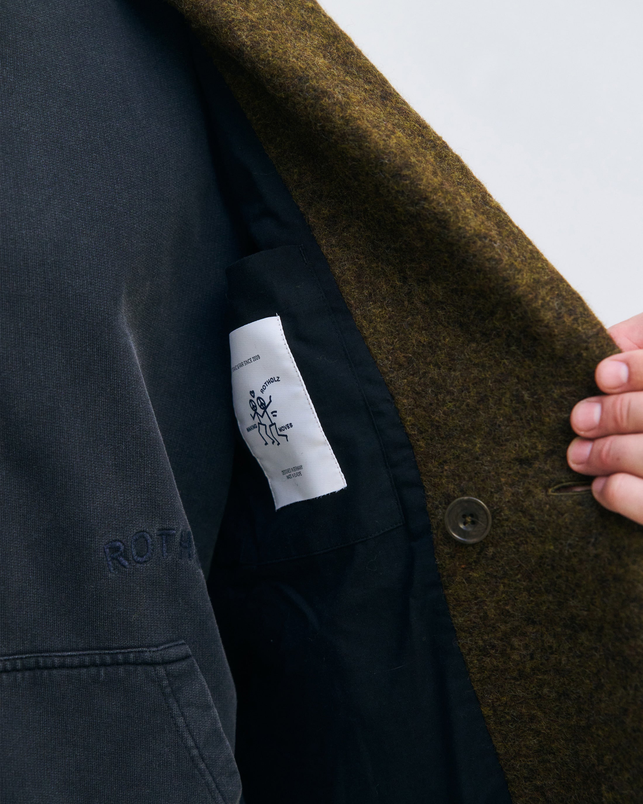 Organic Wool Blend Coat - Dark Green