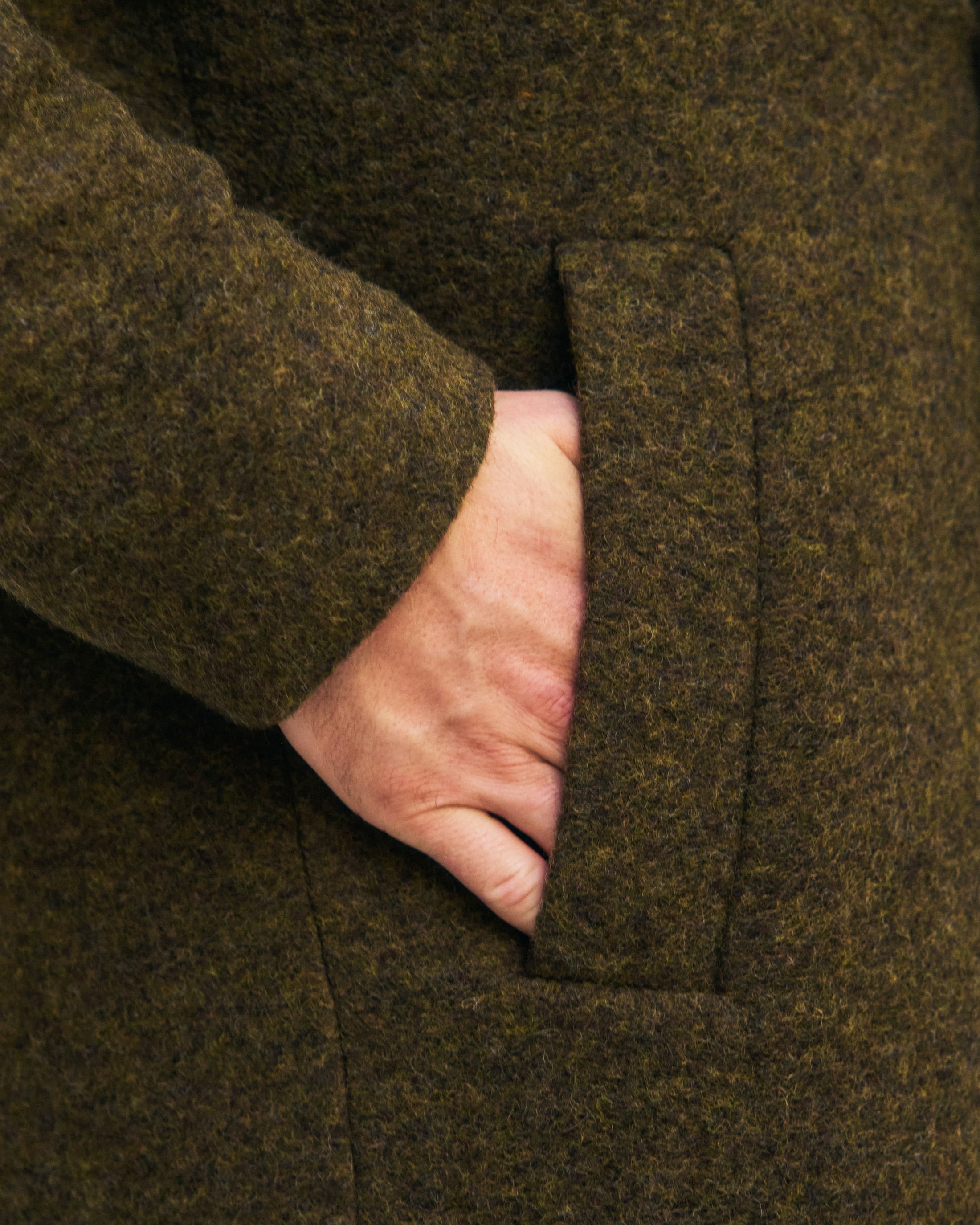 Organic Wool Blend Coat - Dark Green