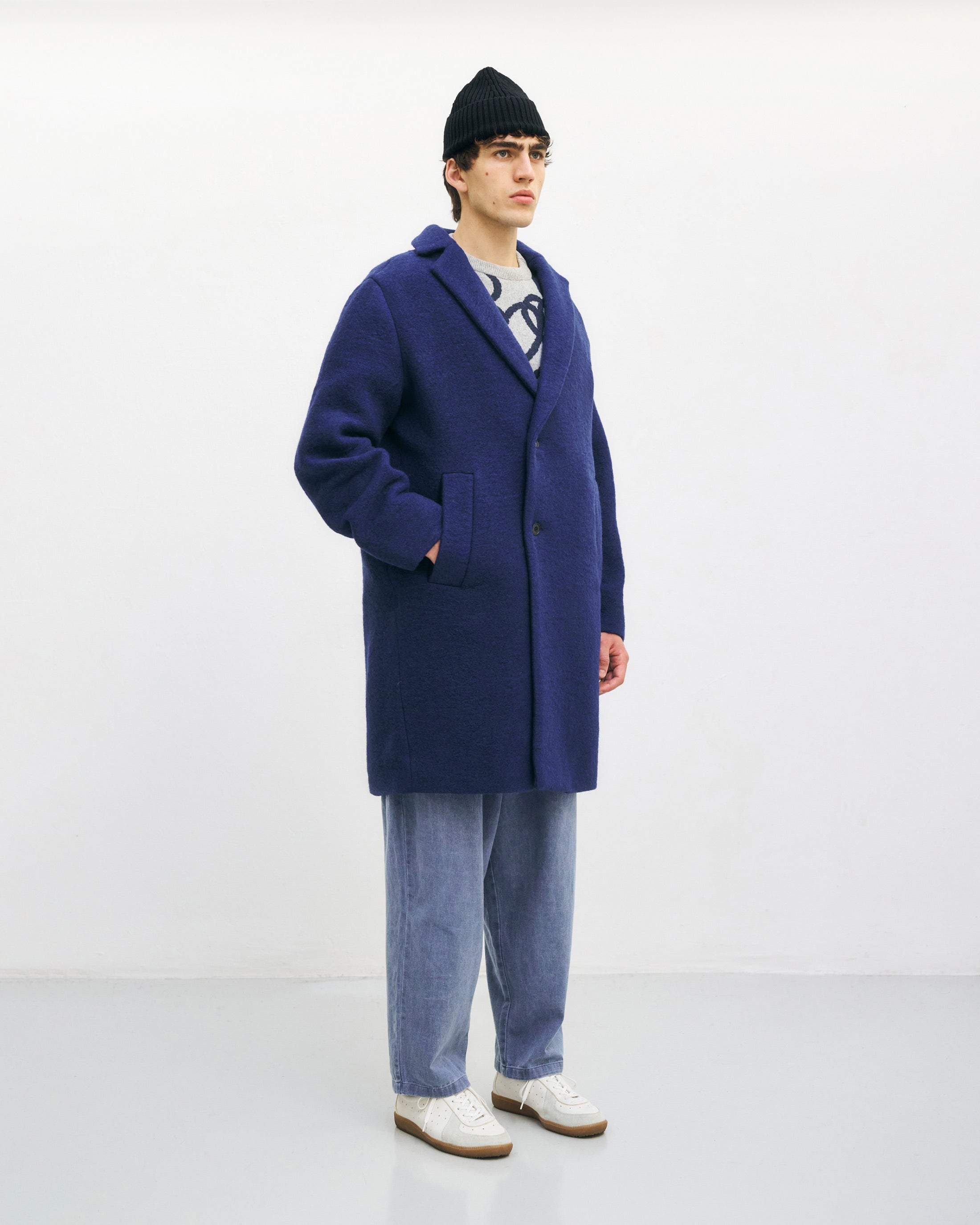 Organic Wool Blend Coat - Royal Blue