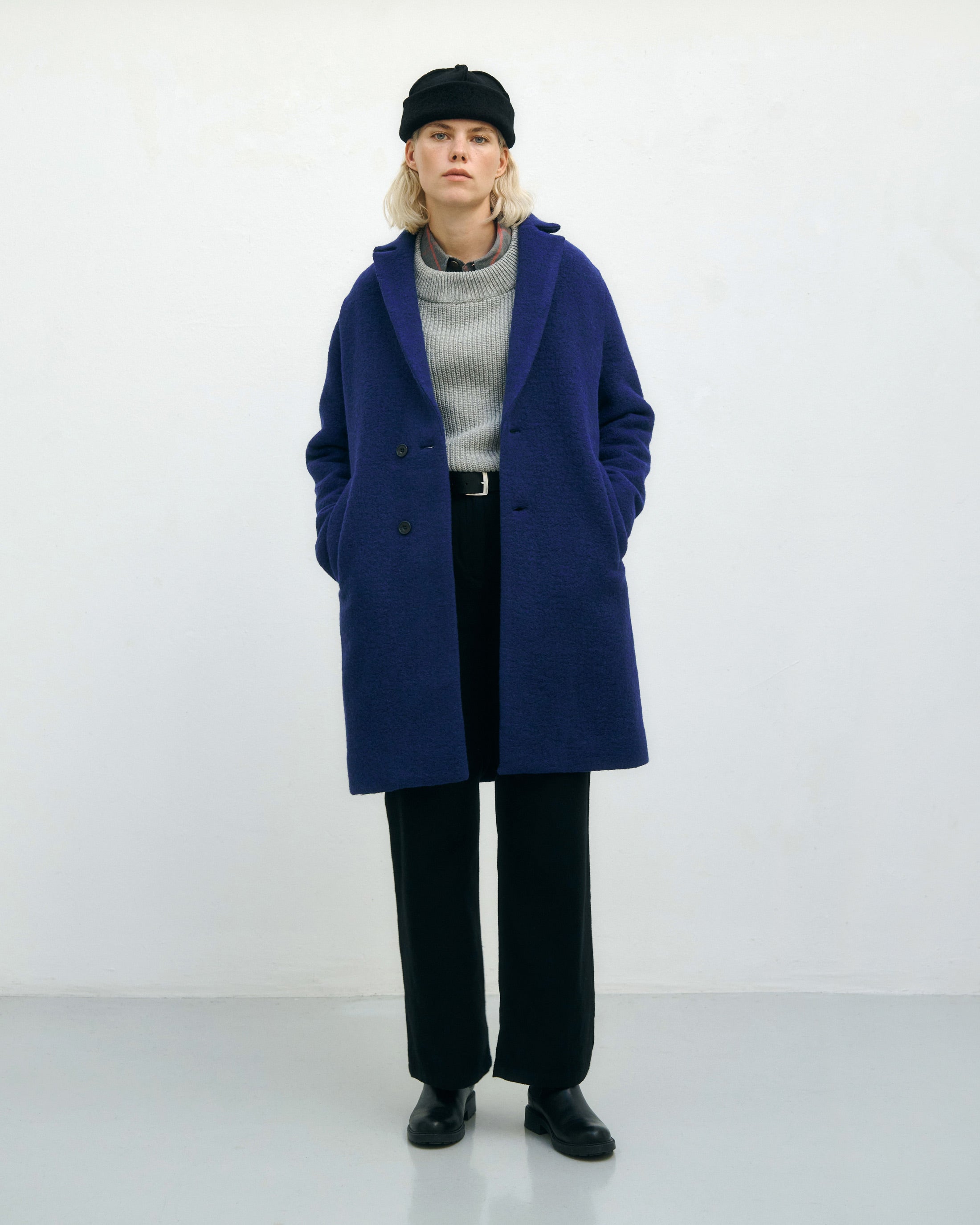 Organic Wool Blend Coat - Royal Blue