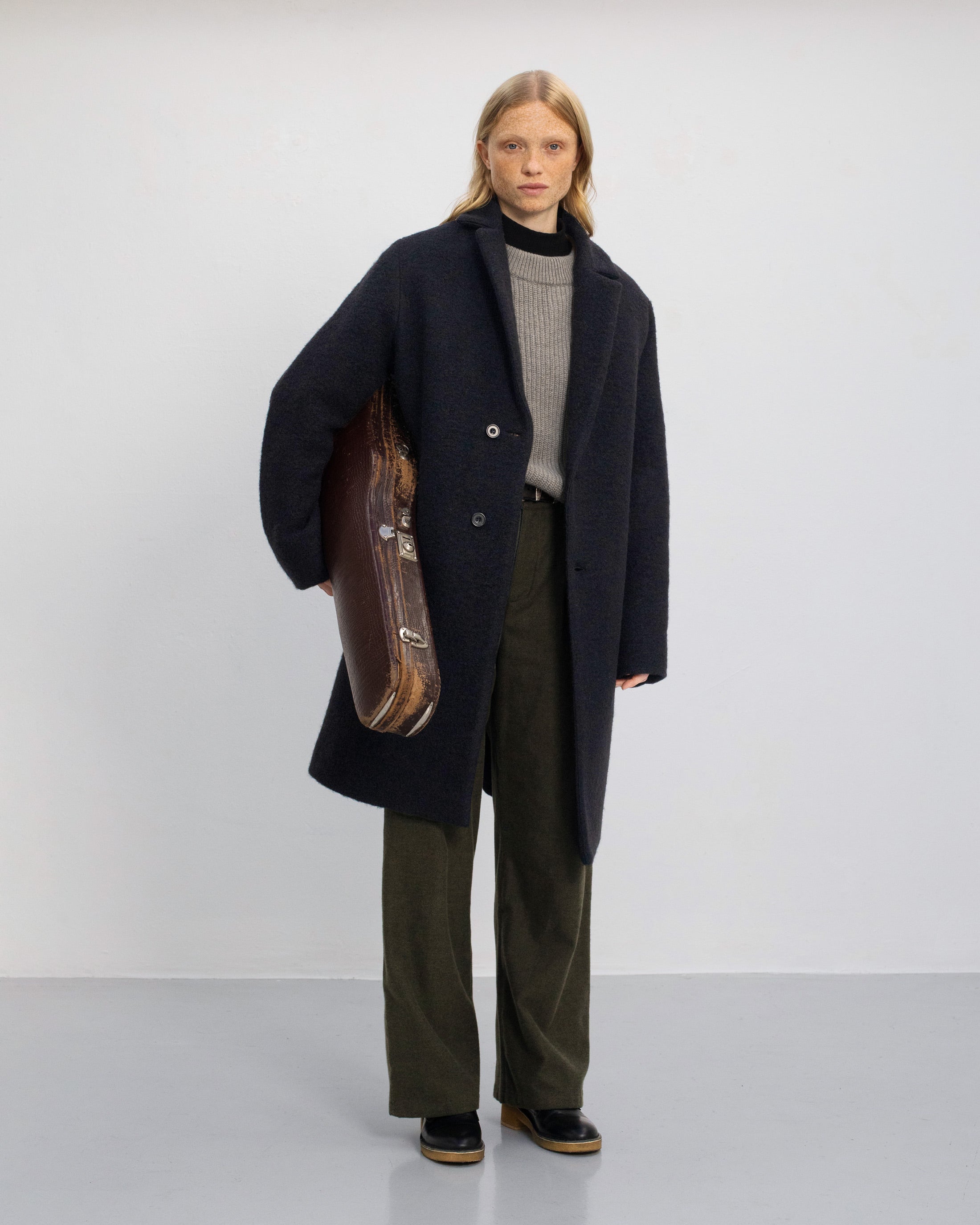 Organic Wool Blend Coat - Black