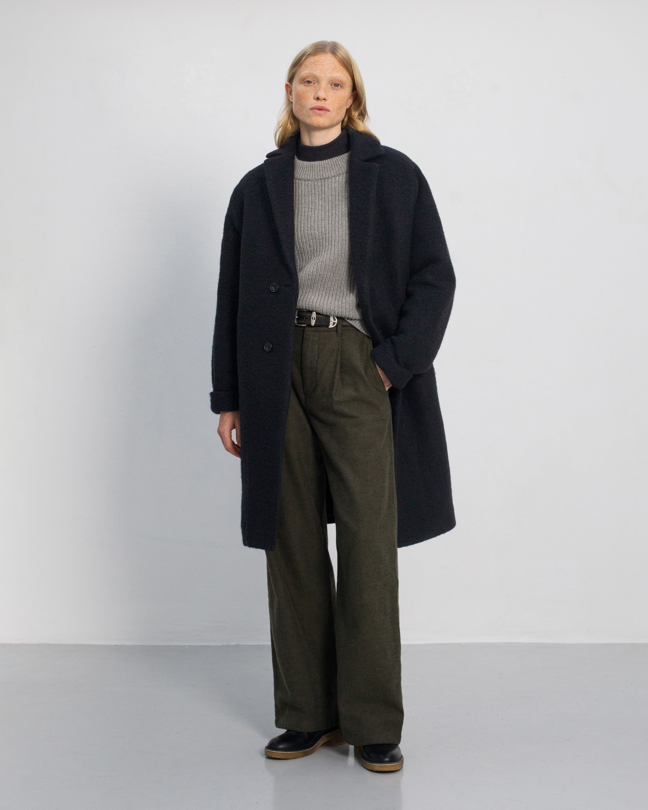 Organic Wool Blend Coat - Black