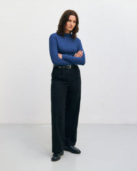 Schweres Mockneck Longsleeve Bio Baumwolle - Royalblau