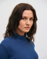 Schweres Mockneck Longsleeve Bio Baumwolle - Royalblau