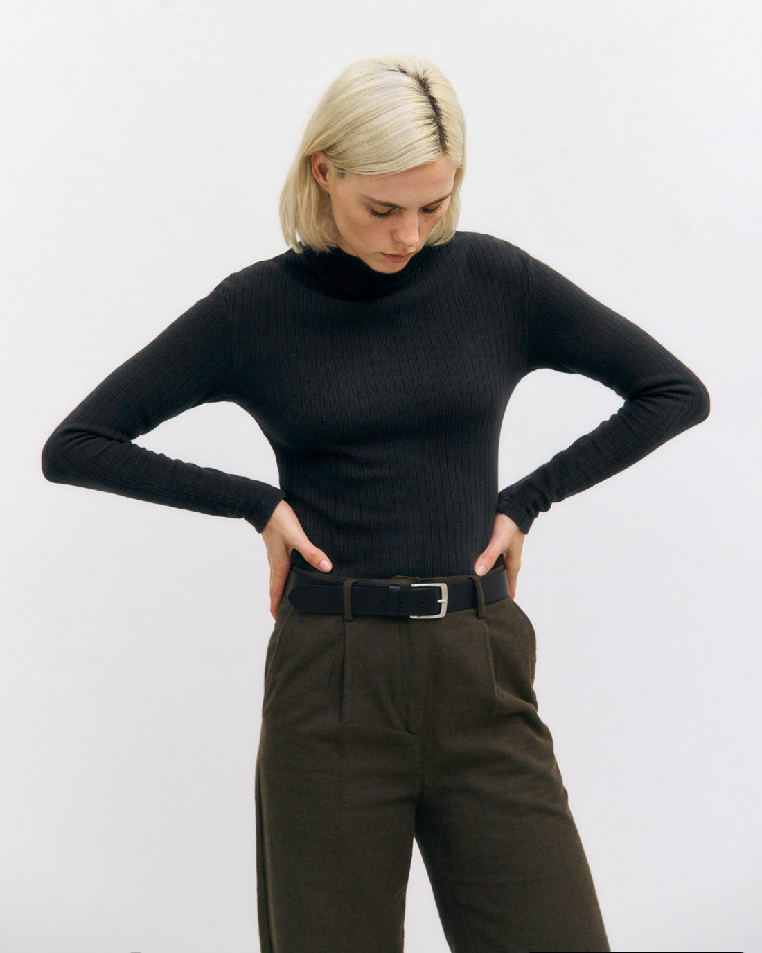 Organic Cotton Mockneck Longsleeve - Black