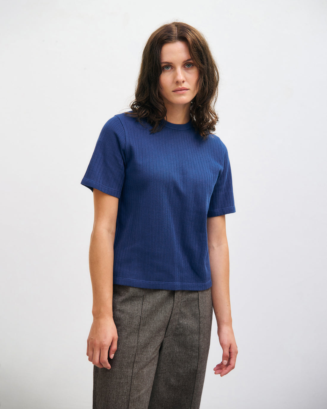 Heavyweight Ribbed T-Shirt Organic Cotton - Royal Blue