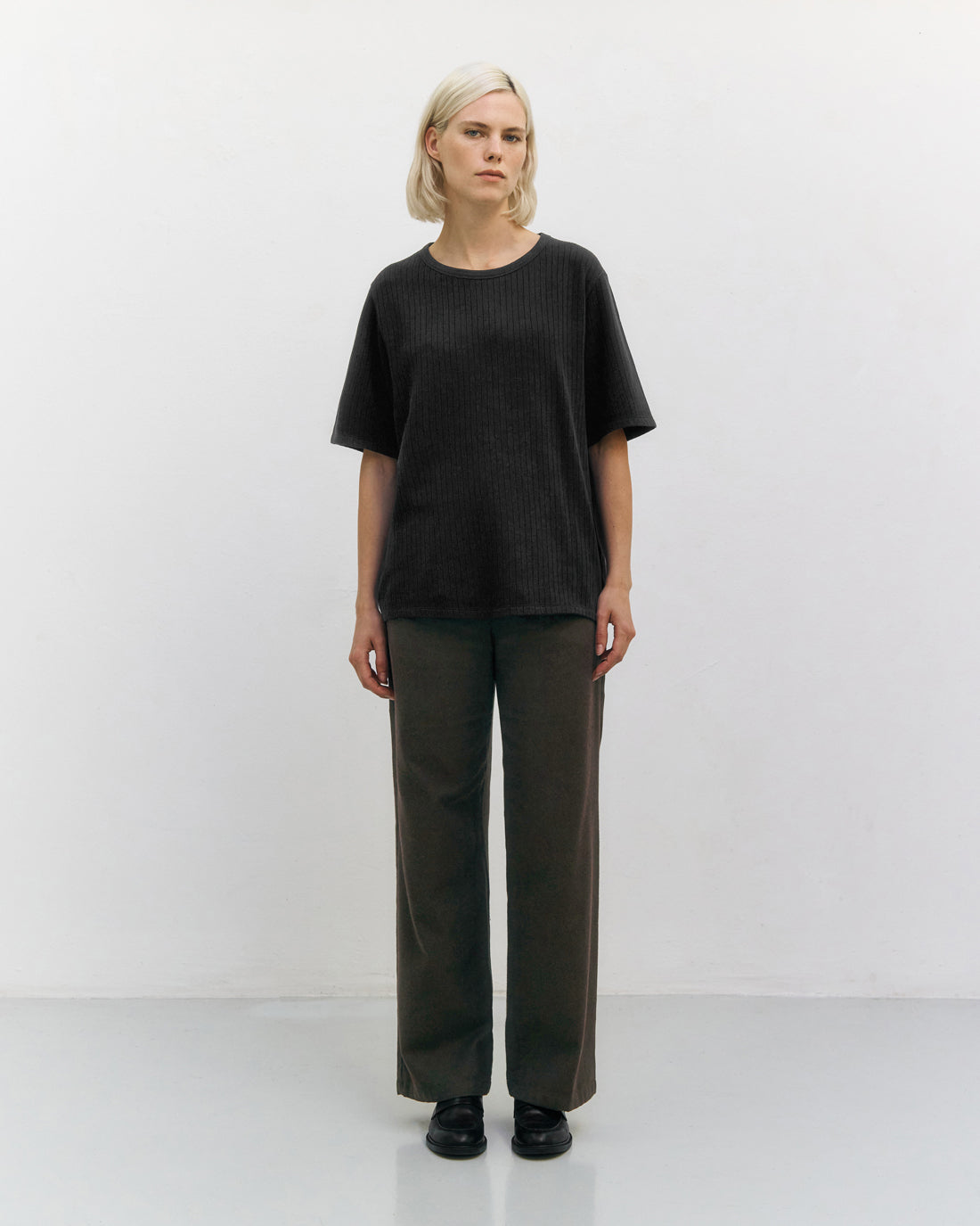 Ribbed T-Shirt Organic Cotton - Black
