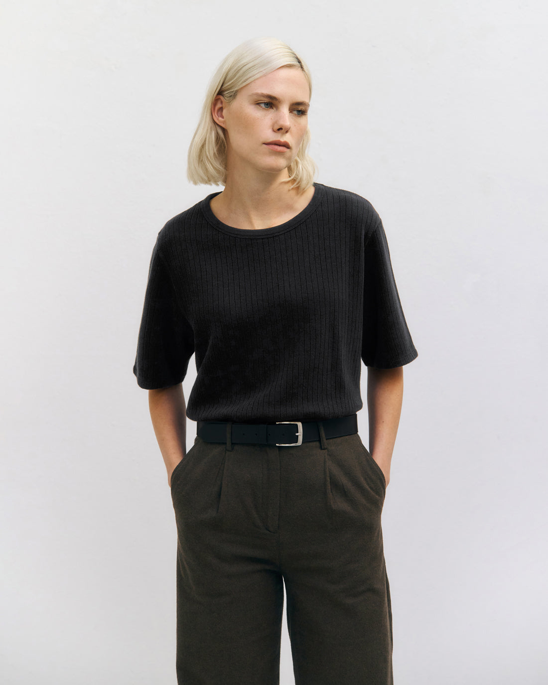 Ribbed T-Shirt Organic Cotton - Black