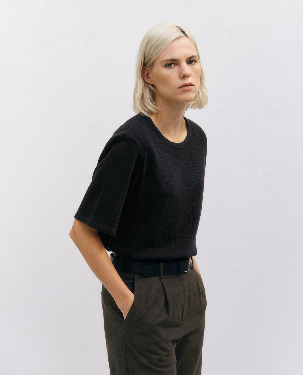 Ribbed T-Shirt Organic Cotton - Black