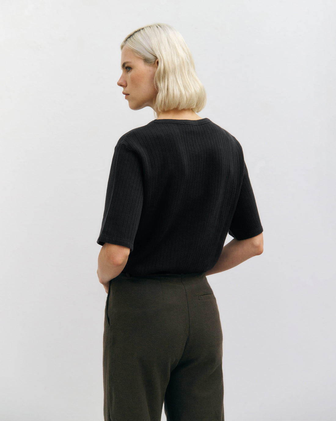 Ribbed T-Shirt Organic Cotton - Black