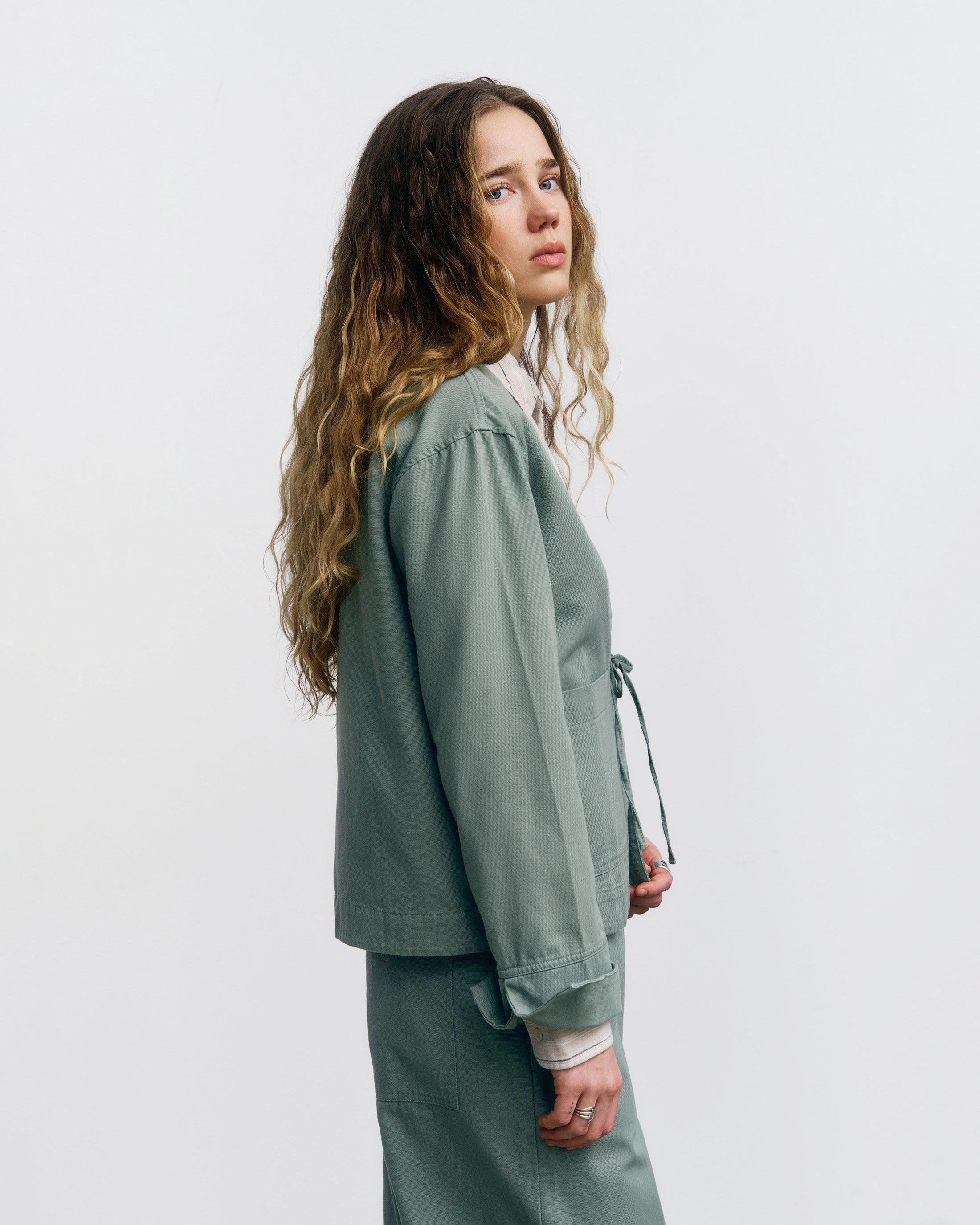 Kimono Jacke Bio Baumwolle - Grün