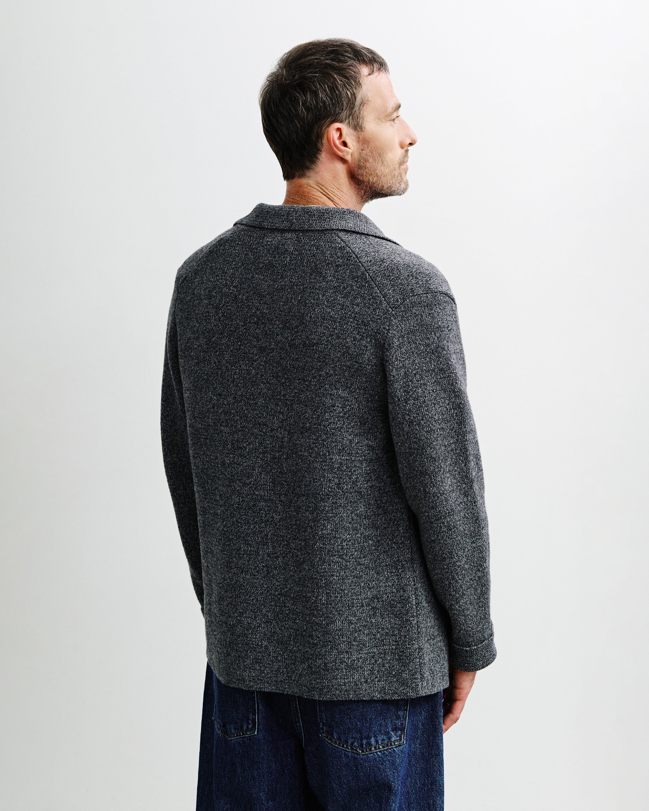 Recycled Wool Cardigan - Grey Marl