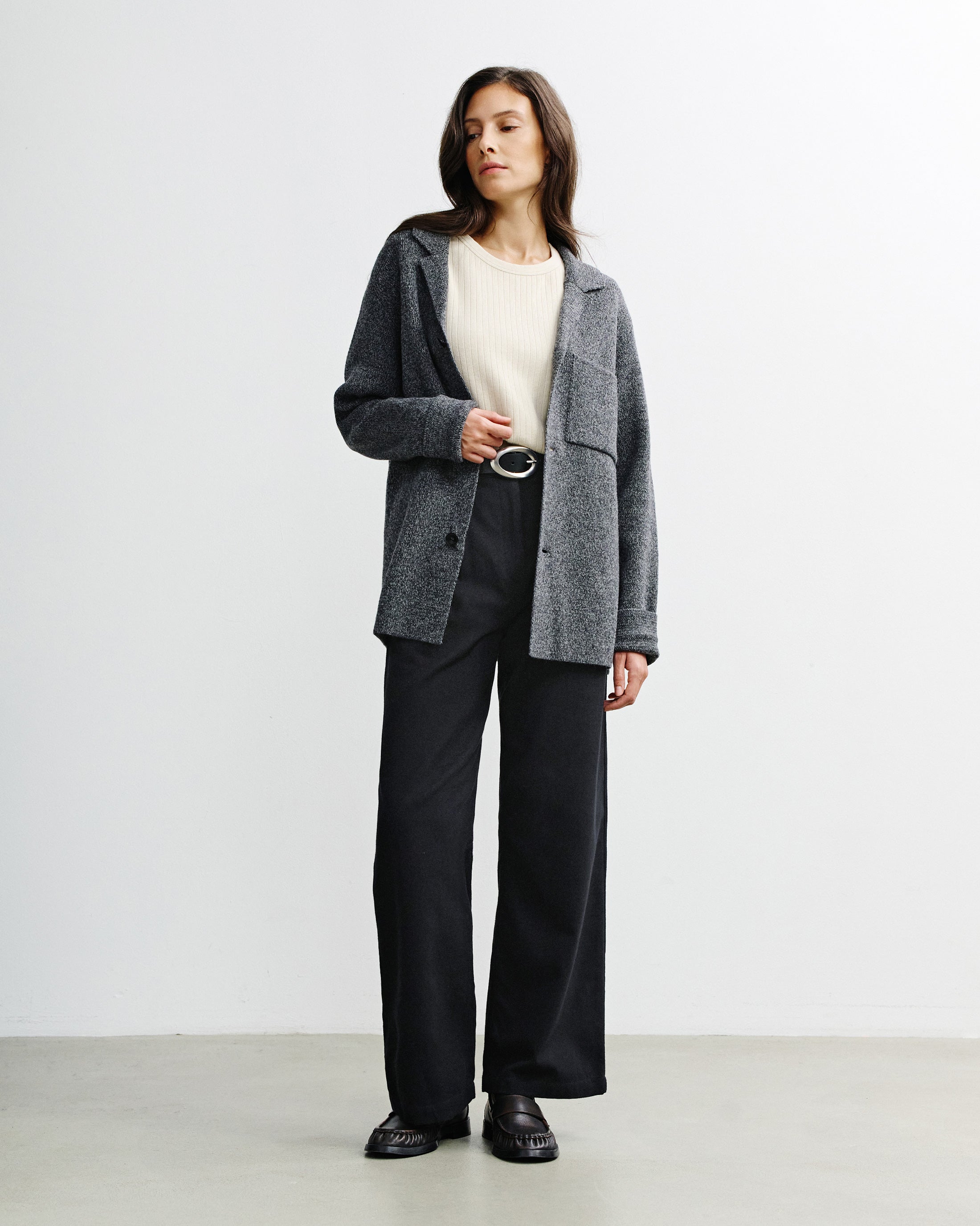 Recycled Wool Cardigan - Grey Marl