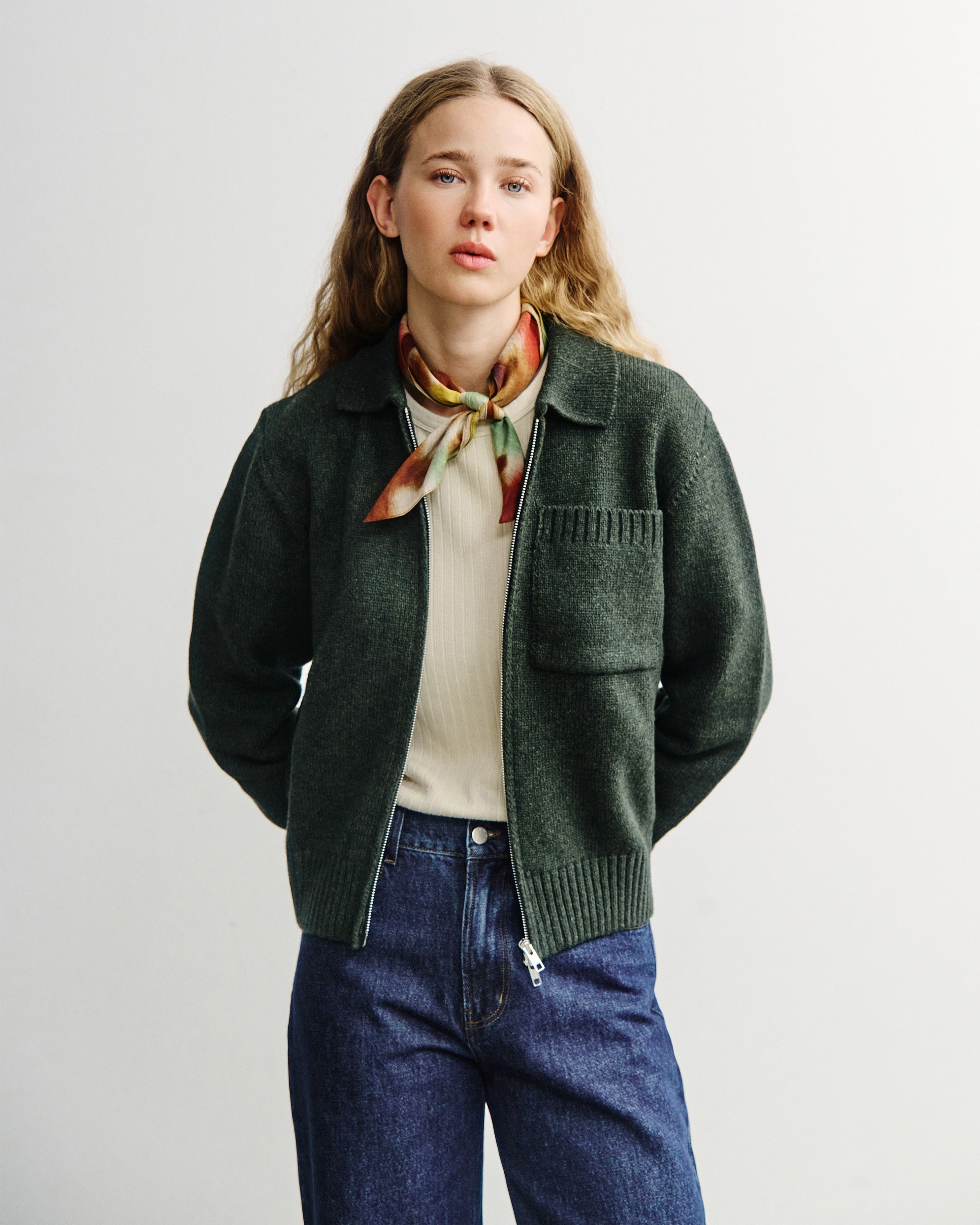 Polo Zip-Jacket Recycled Wool - Green