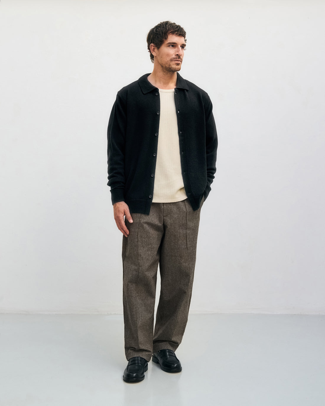 Knit Shirt Merino Wool - Black