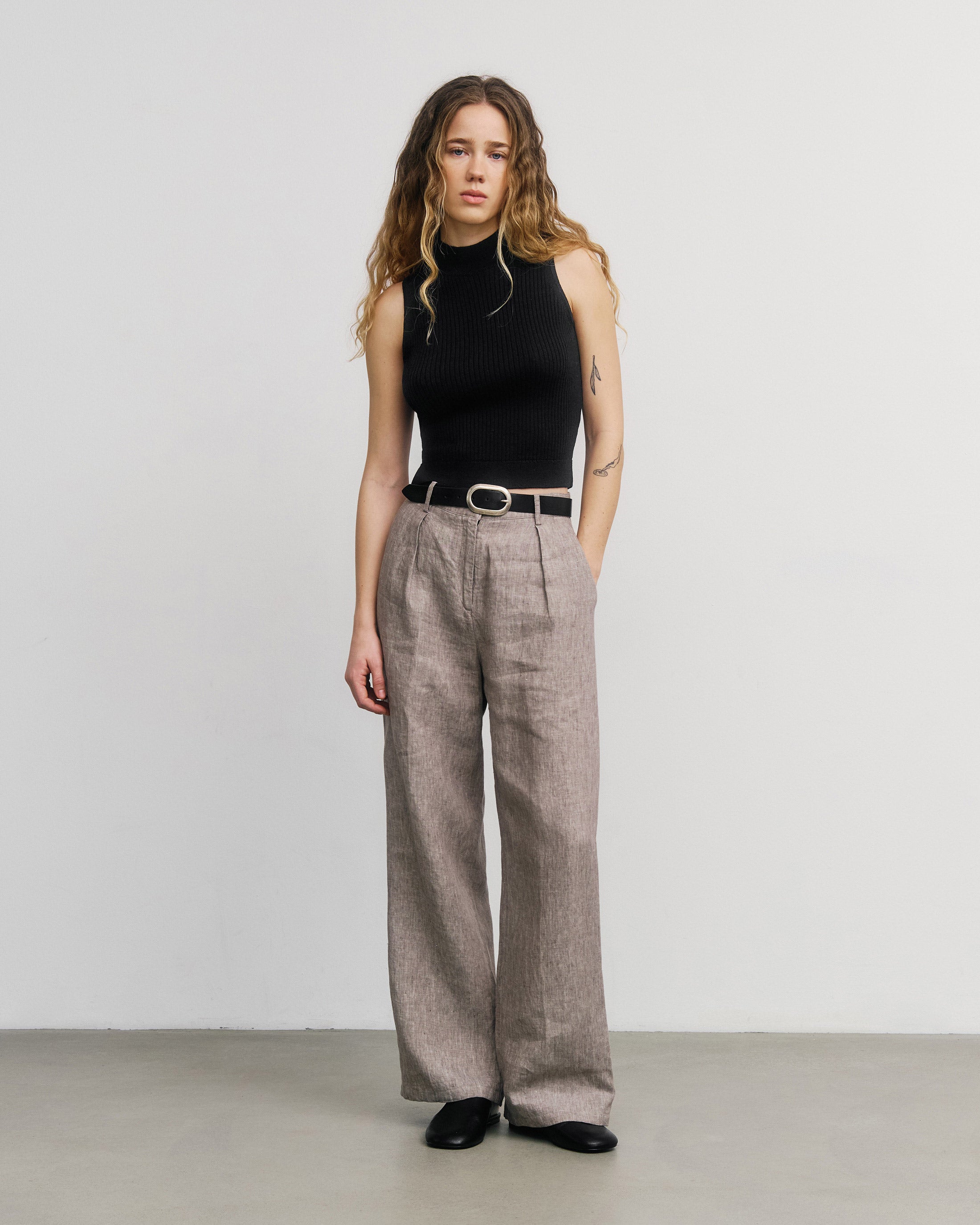 Merino Strick Singlet - Schwarz