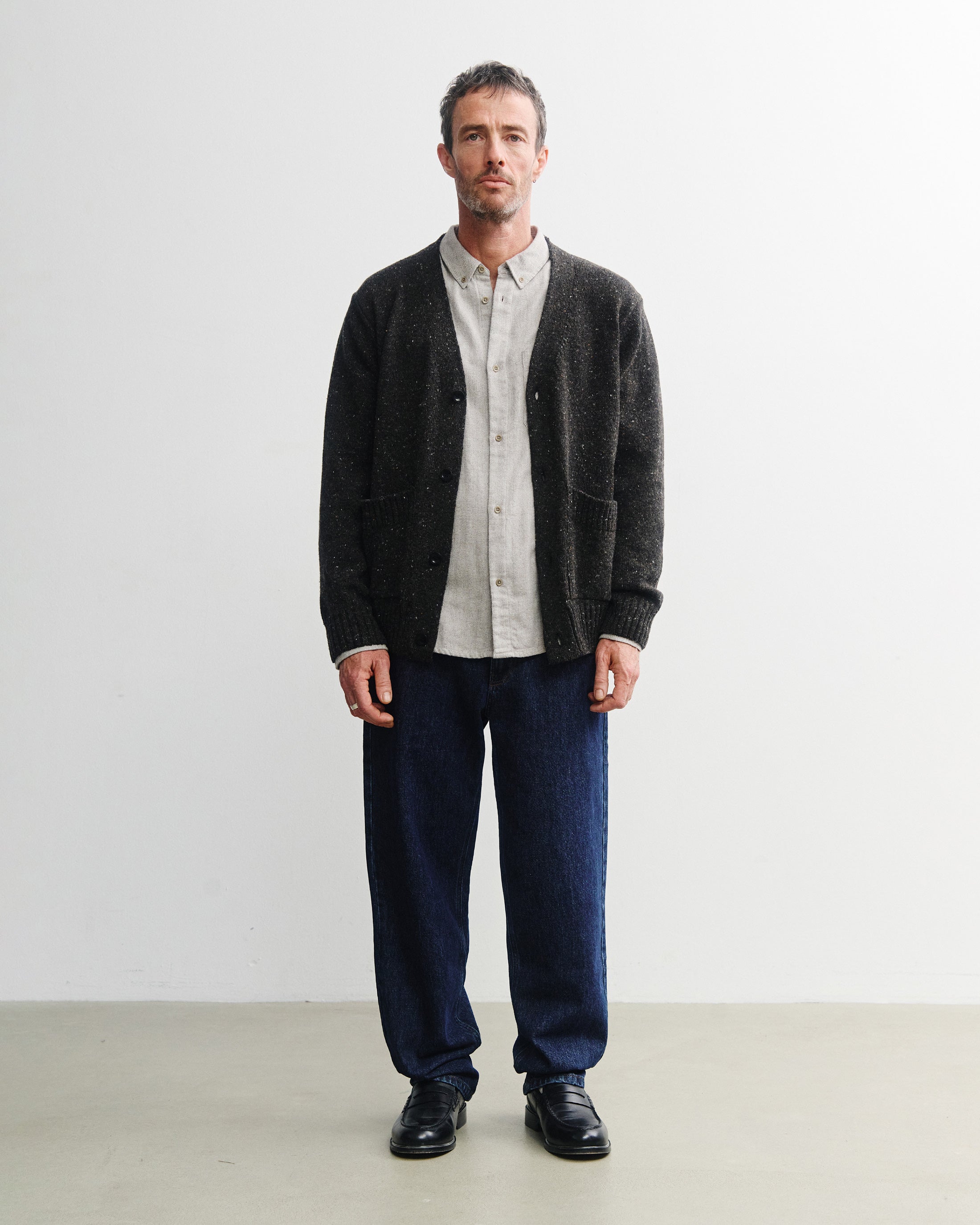 Knit Cardigan - Speckled Black FW26