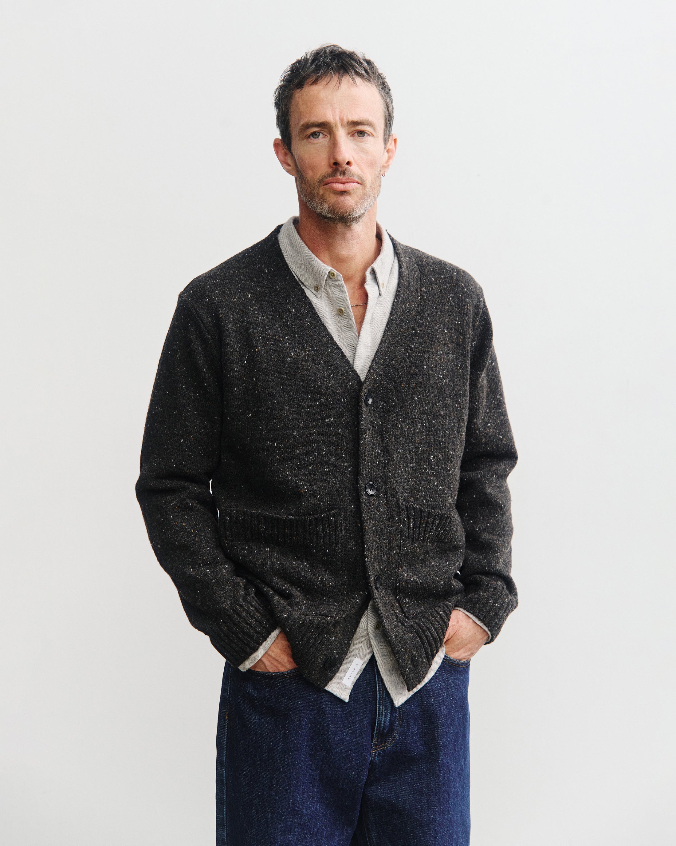 Knit Cardigan - Speckled Black FW26