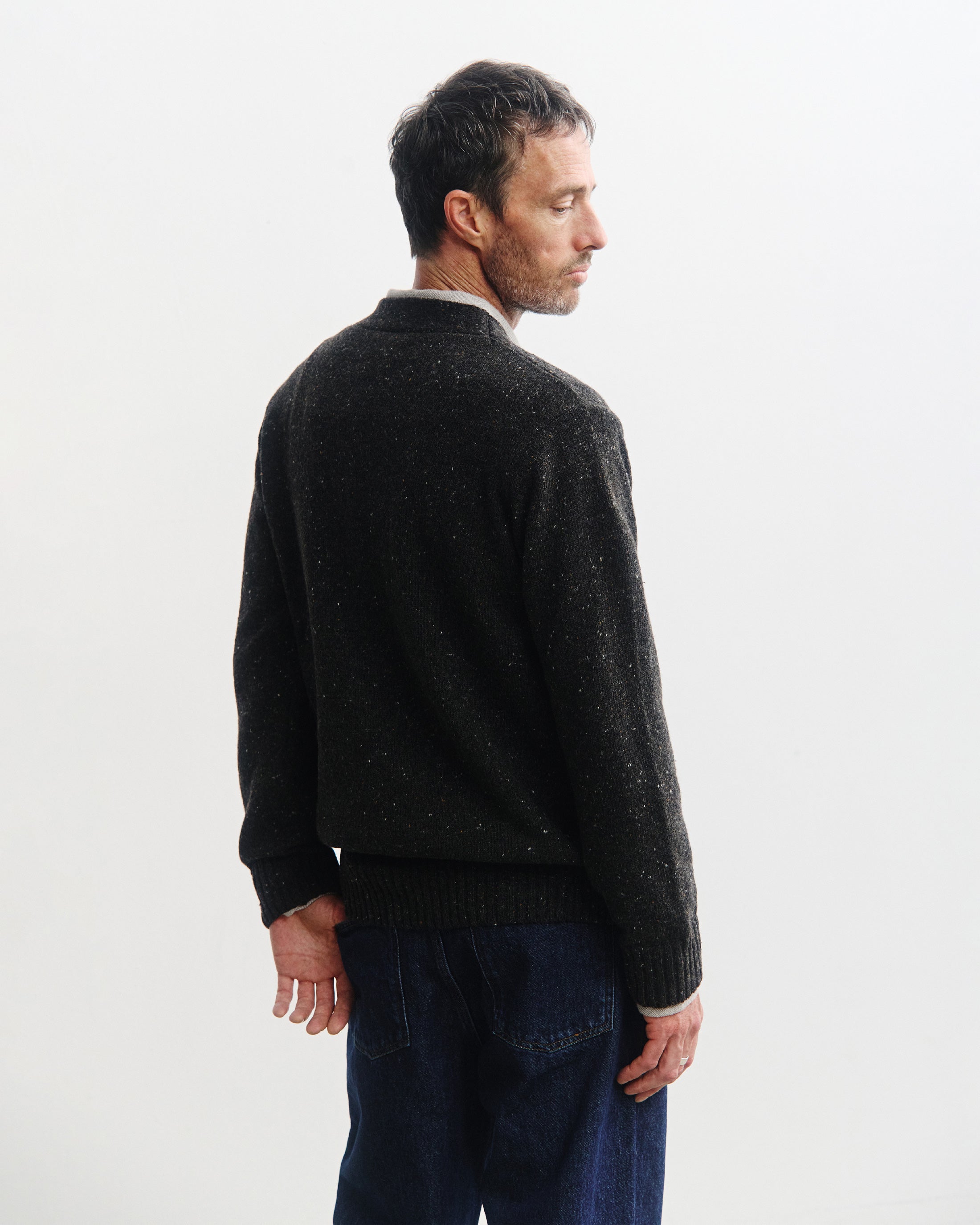 Knit Cardigan - Speckled Black FW26