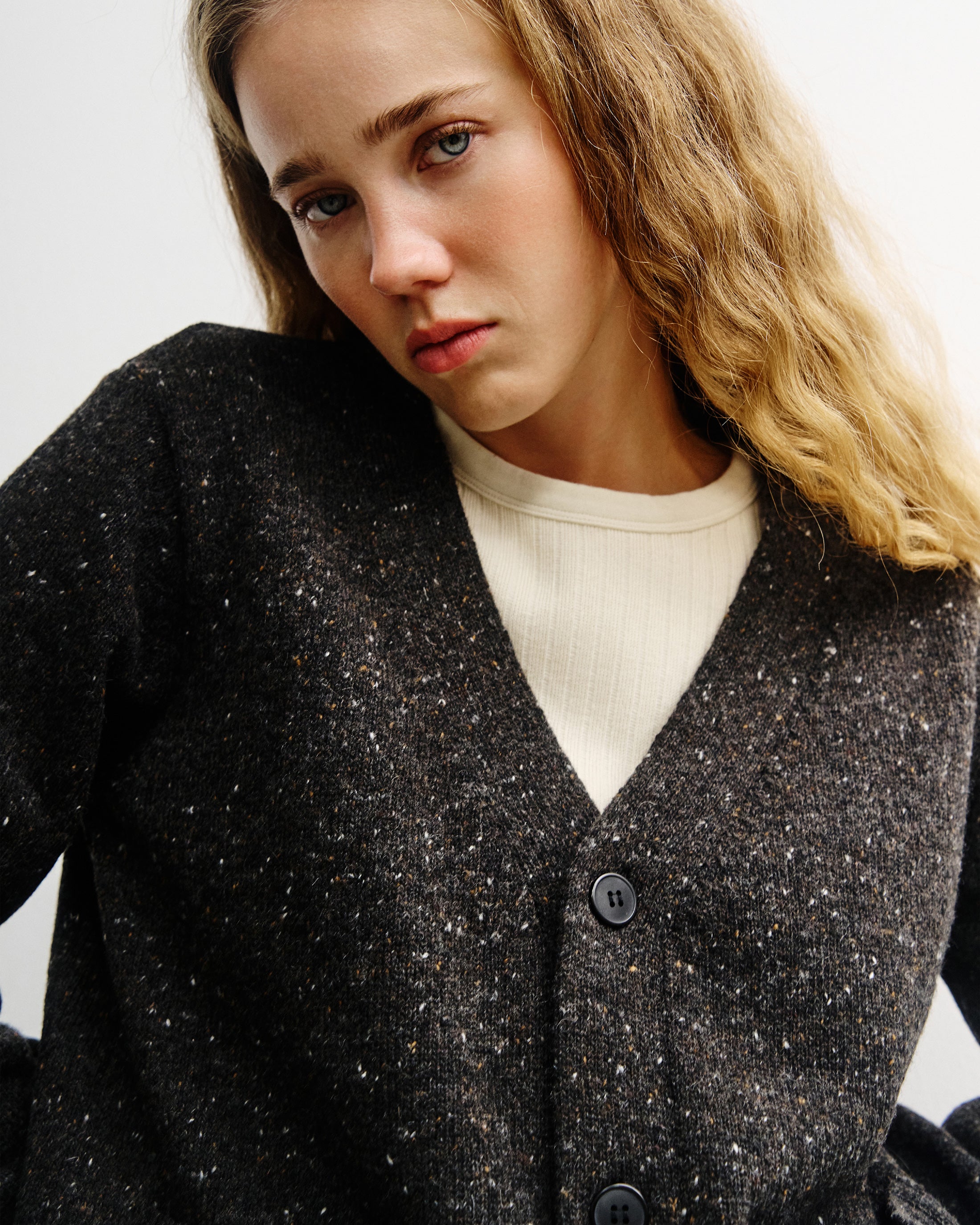 Knit Cardigan - Speckled Black FW26