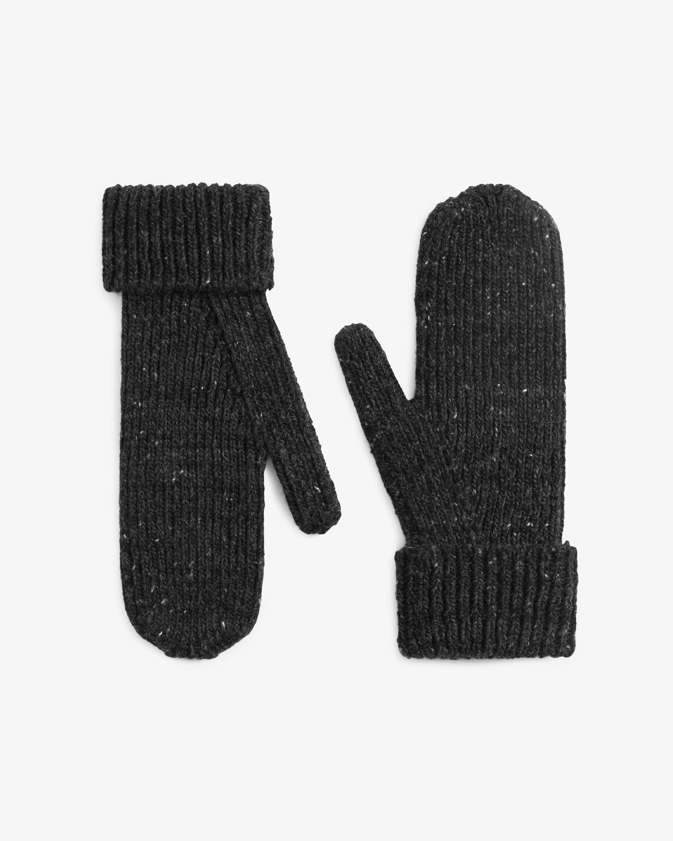 Knitted Mittens - Speckled Black FW26