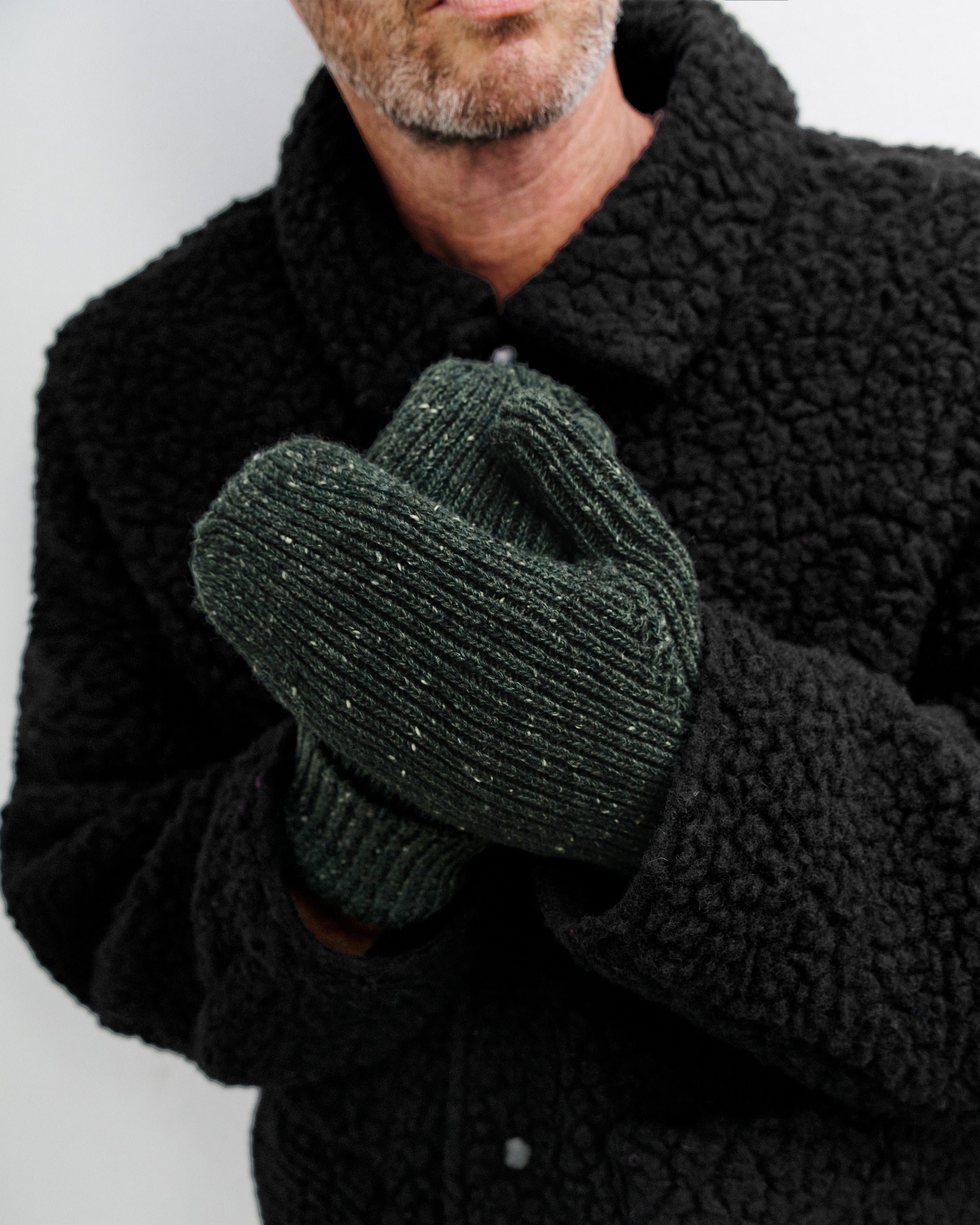 Knitted Mittens - Speckled Green FW26