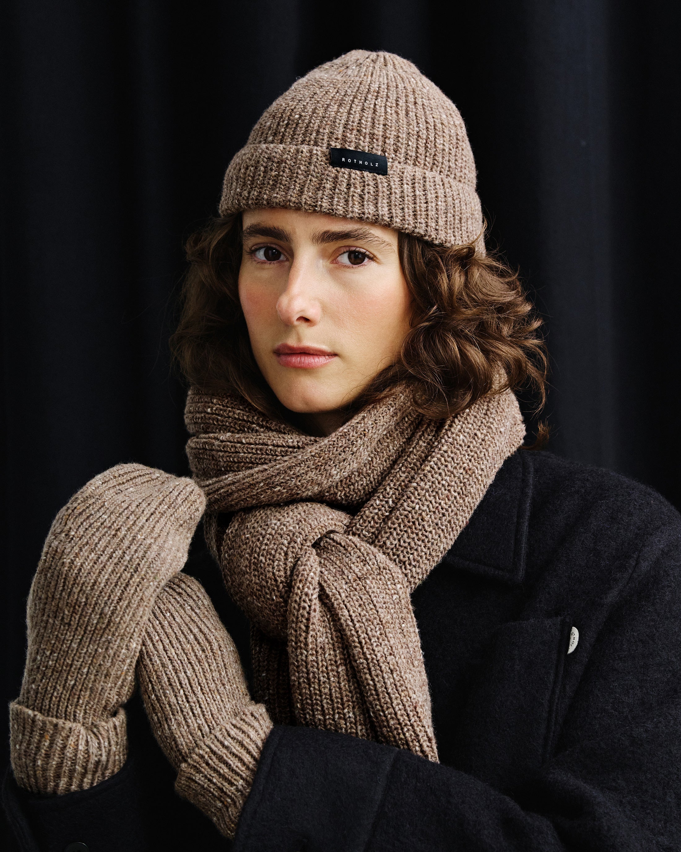 Knitted Scarf - Speckled Brown FW26