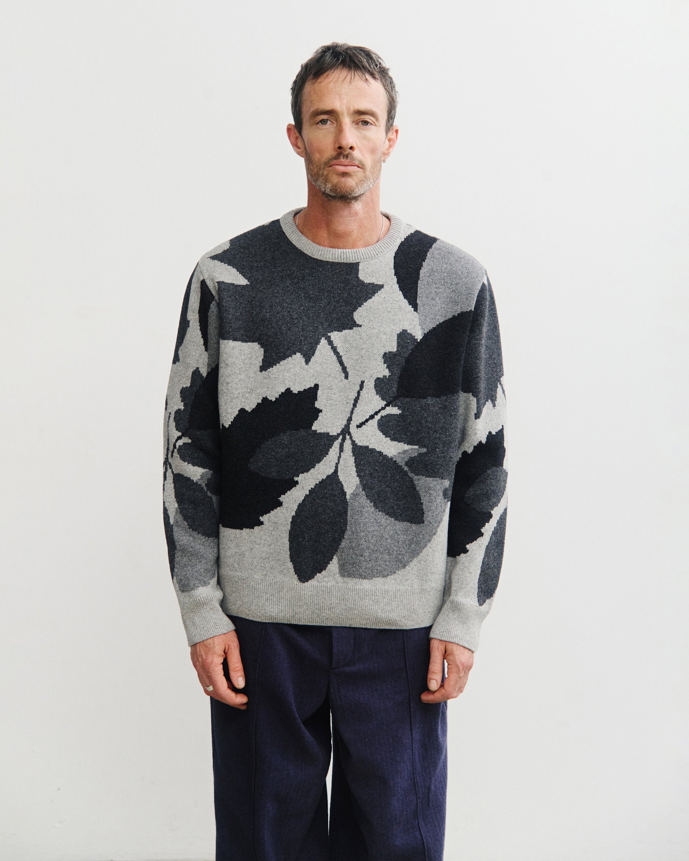 Leaf Knit Sweatshirt - Leaf Gray FW26