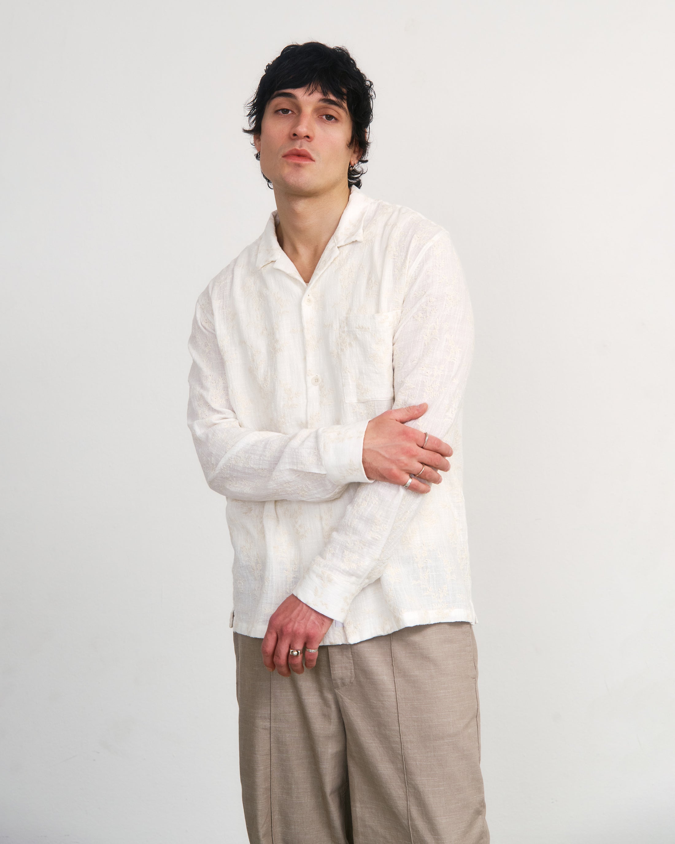 Leisure Shirt Organic Cotton - Floral White 