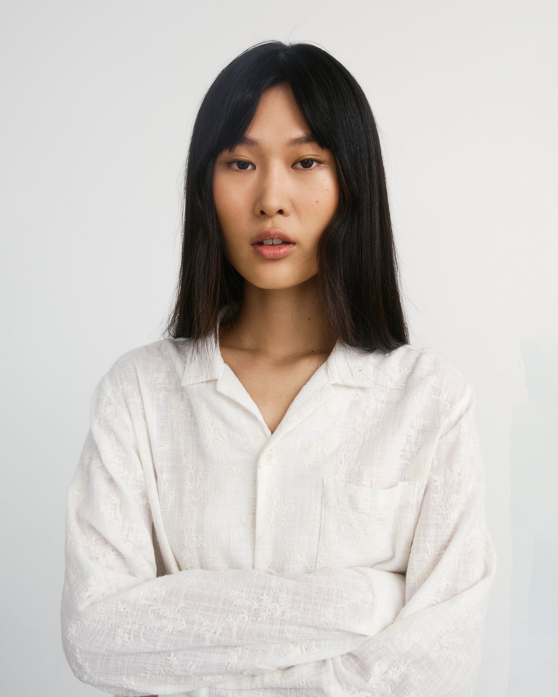 Leisure Shirt Organic Cotton - Floral White 