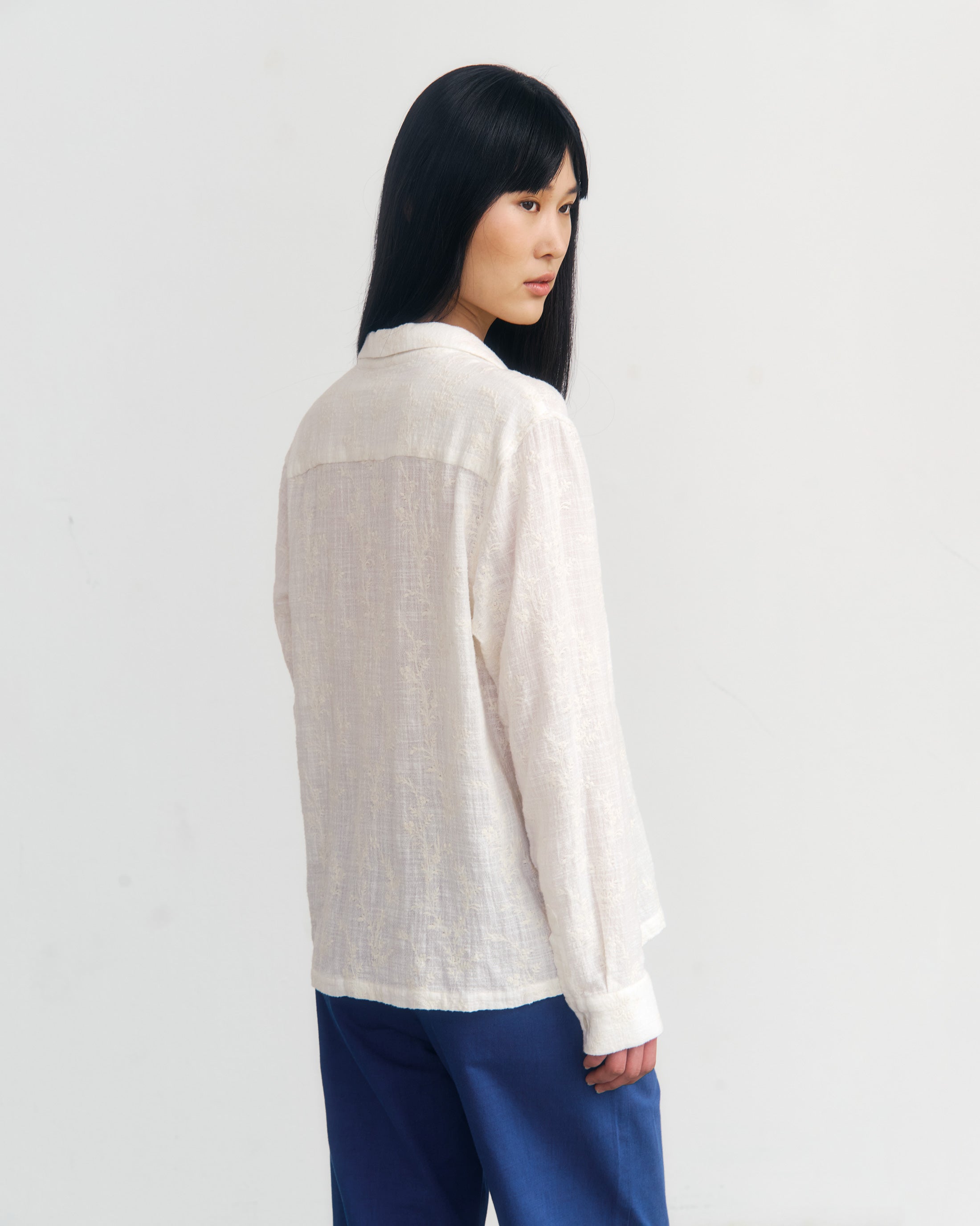 Leisure Shirt Organic Cotton - Floral White 