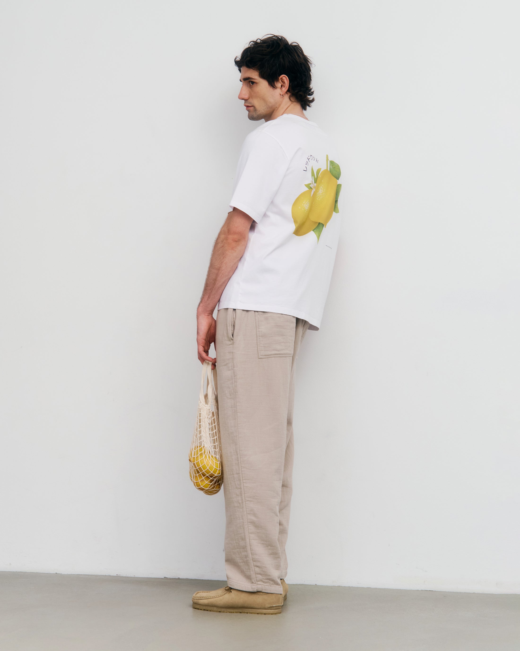 Lemon Print T-Shirt Bio Baumwolle - Weiß